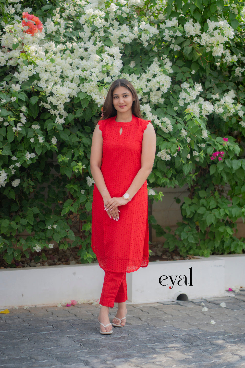 Red mood only hakoba kurta set