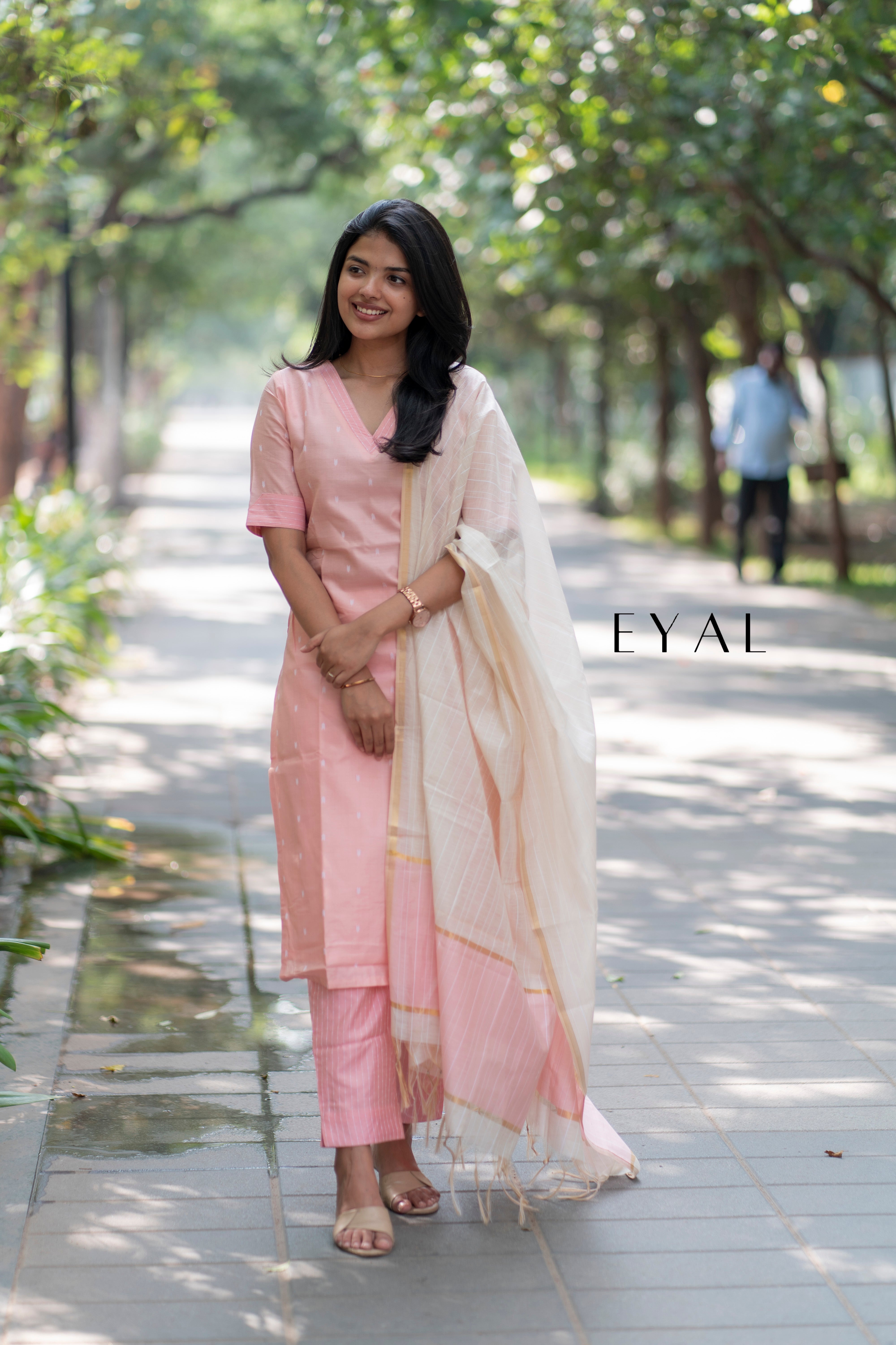 Pink raw silk kurta suit -1408