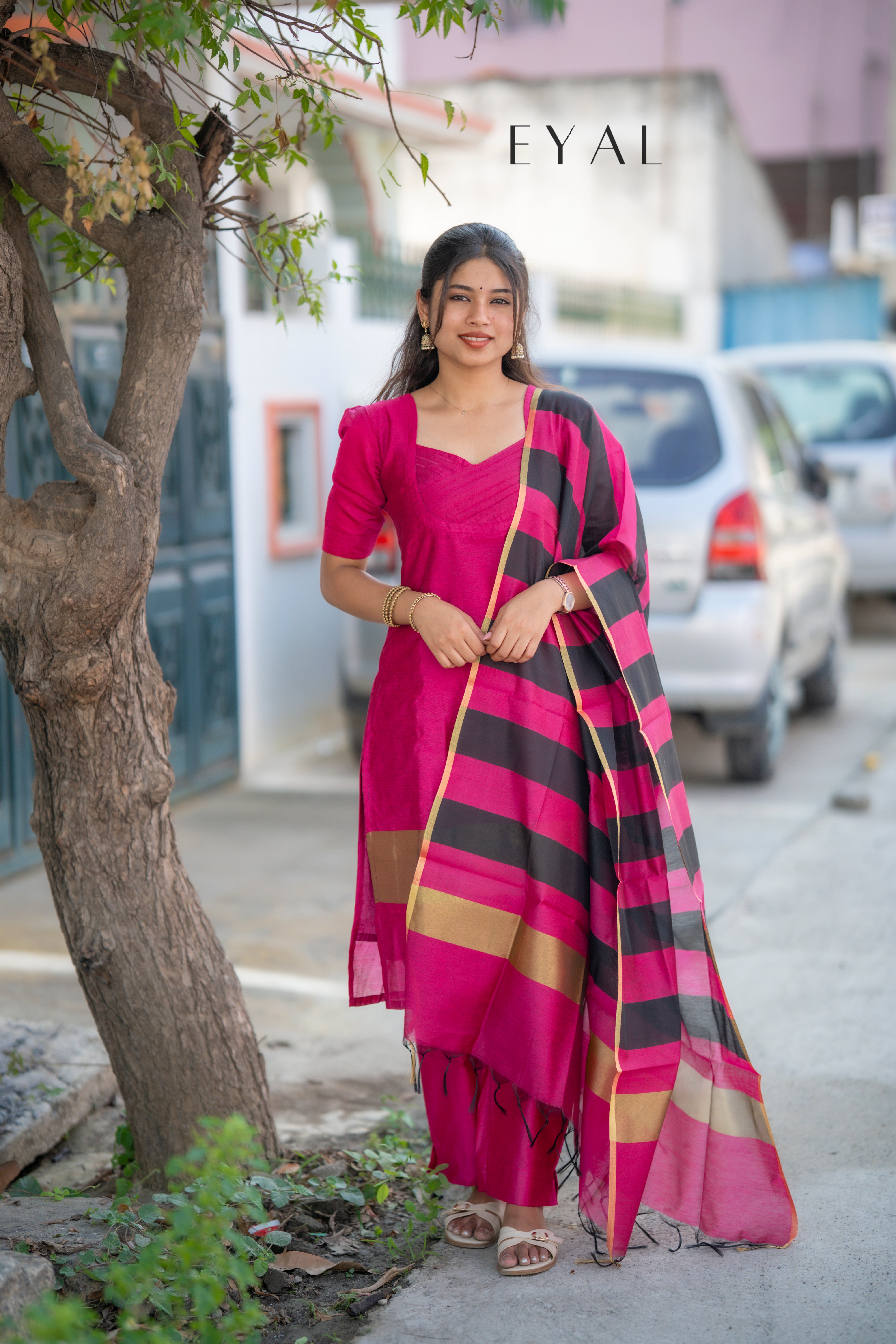 Rose blush silk suit