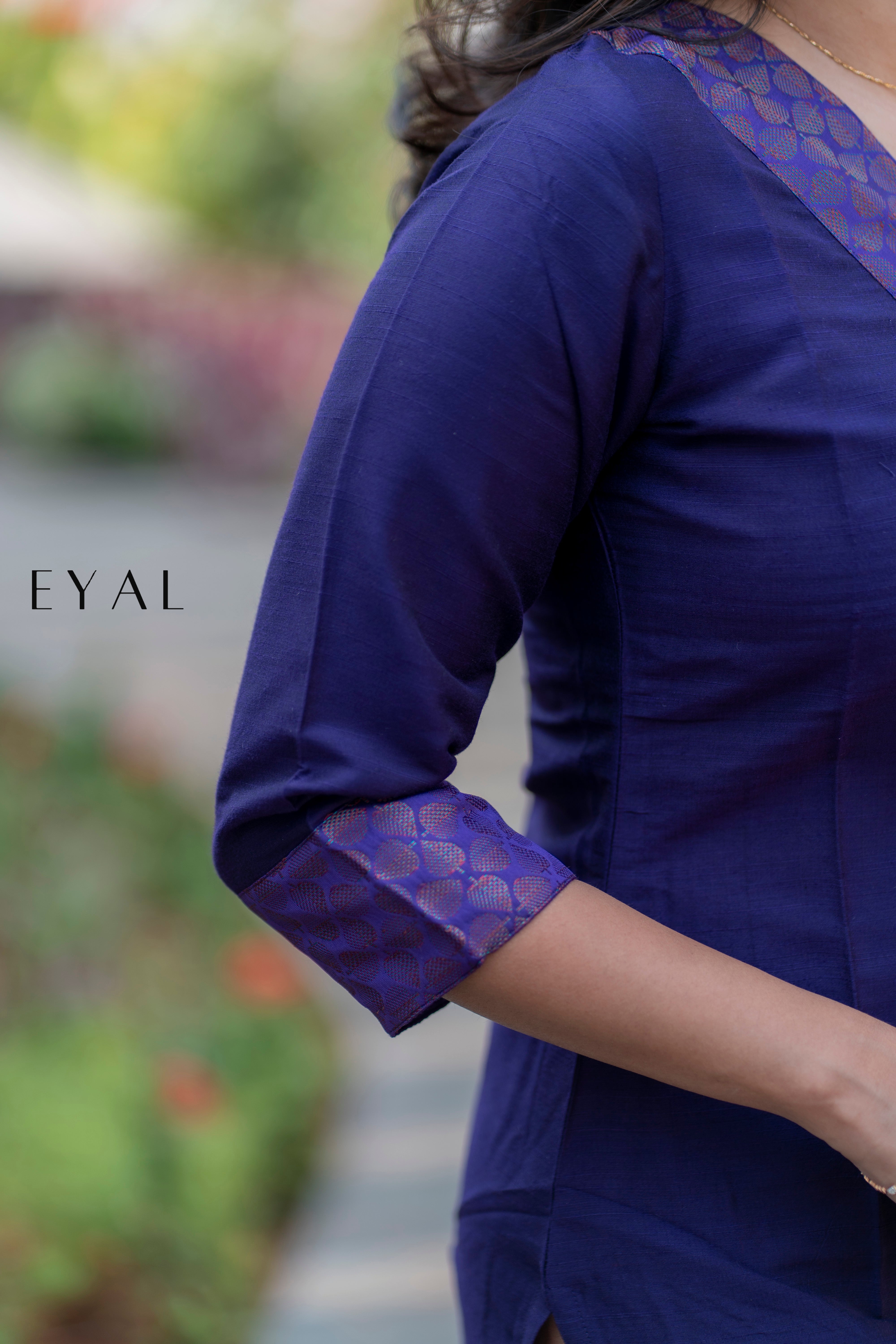 Purple raw silk kurti with chanderi duppatta