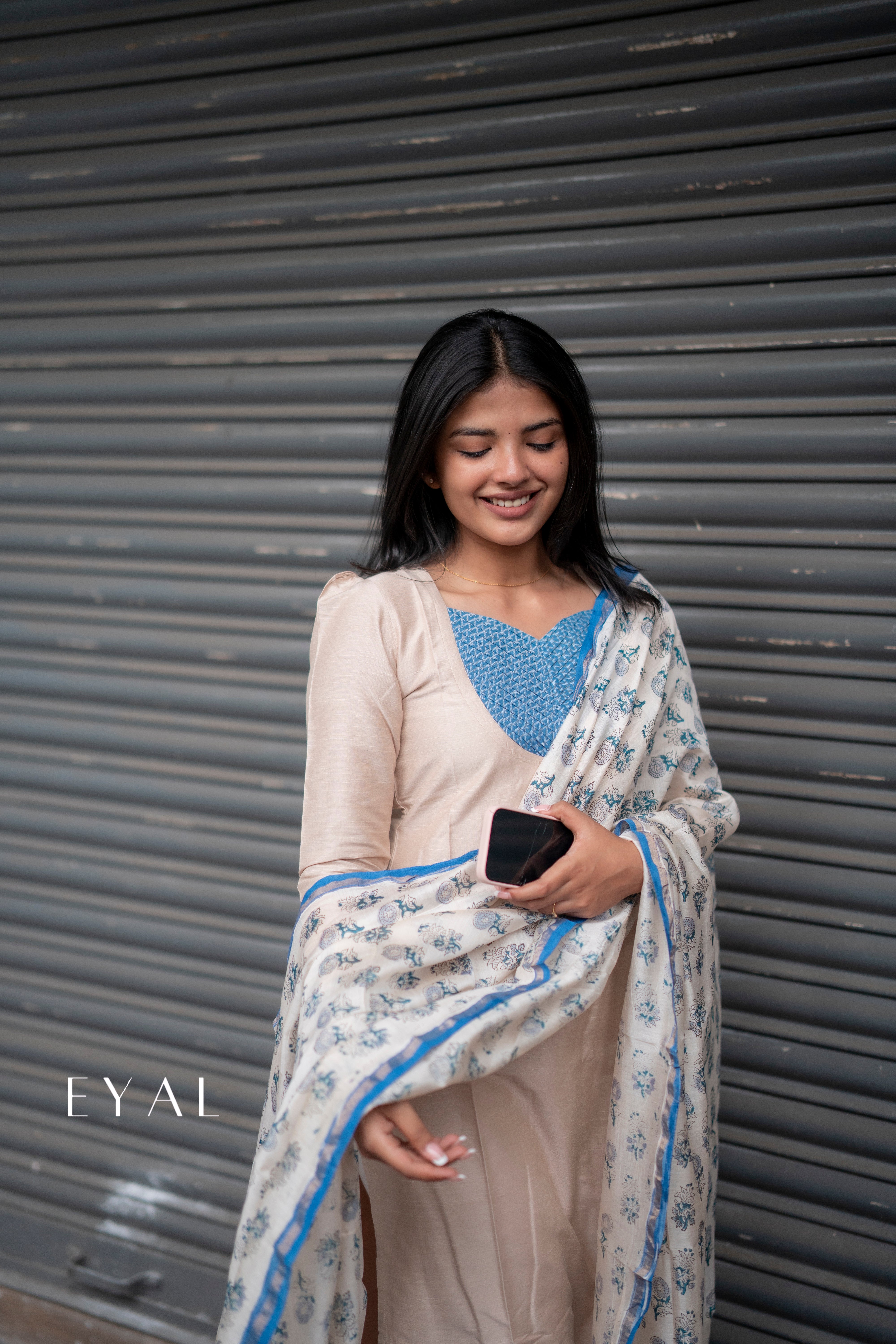 Raw silk kurti with chanderi duppatta