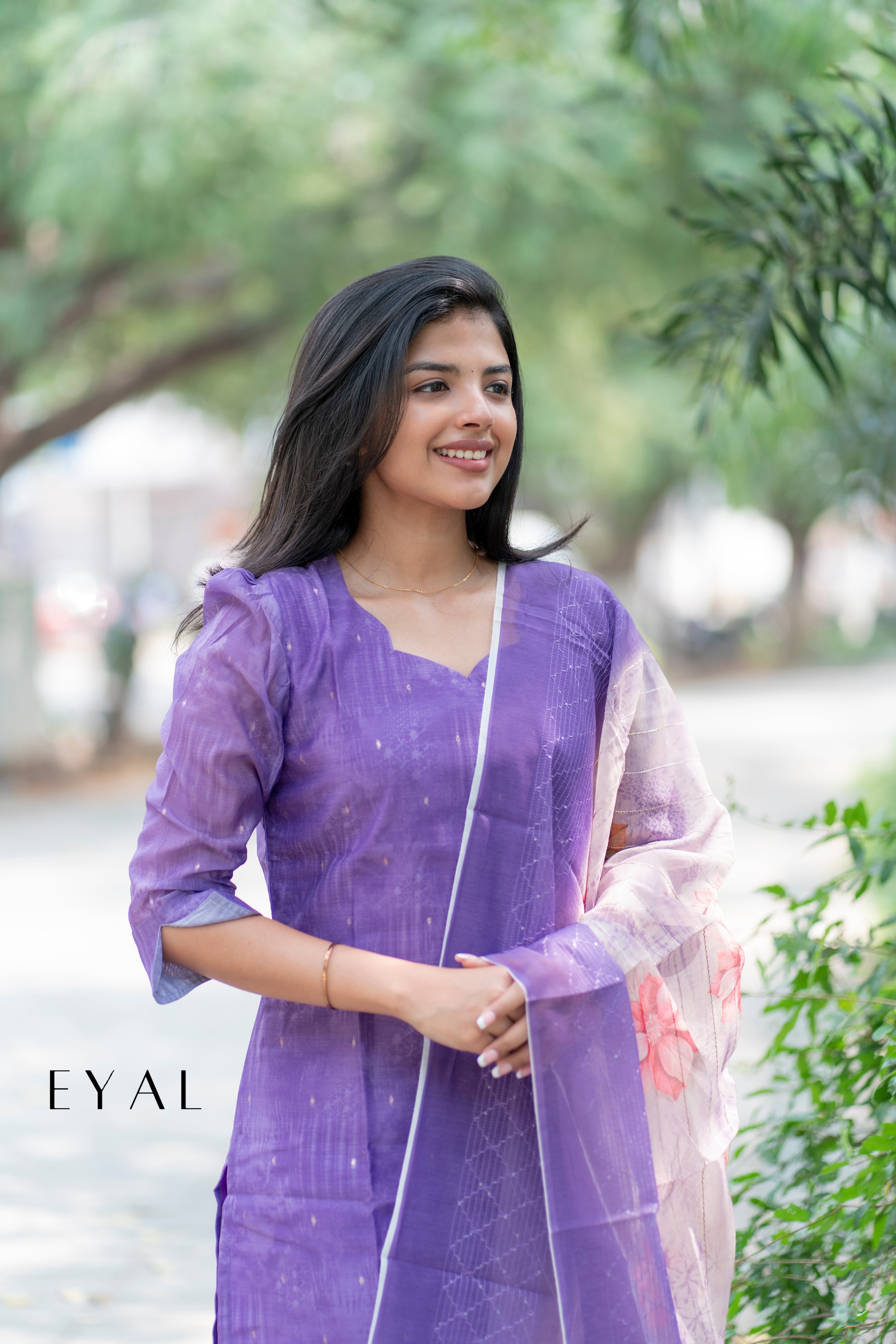 Purple chanderi kurti with duppatta -1403