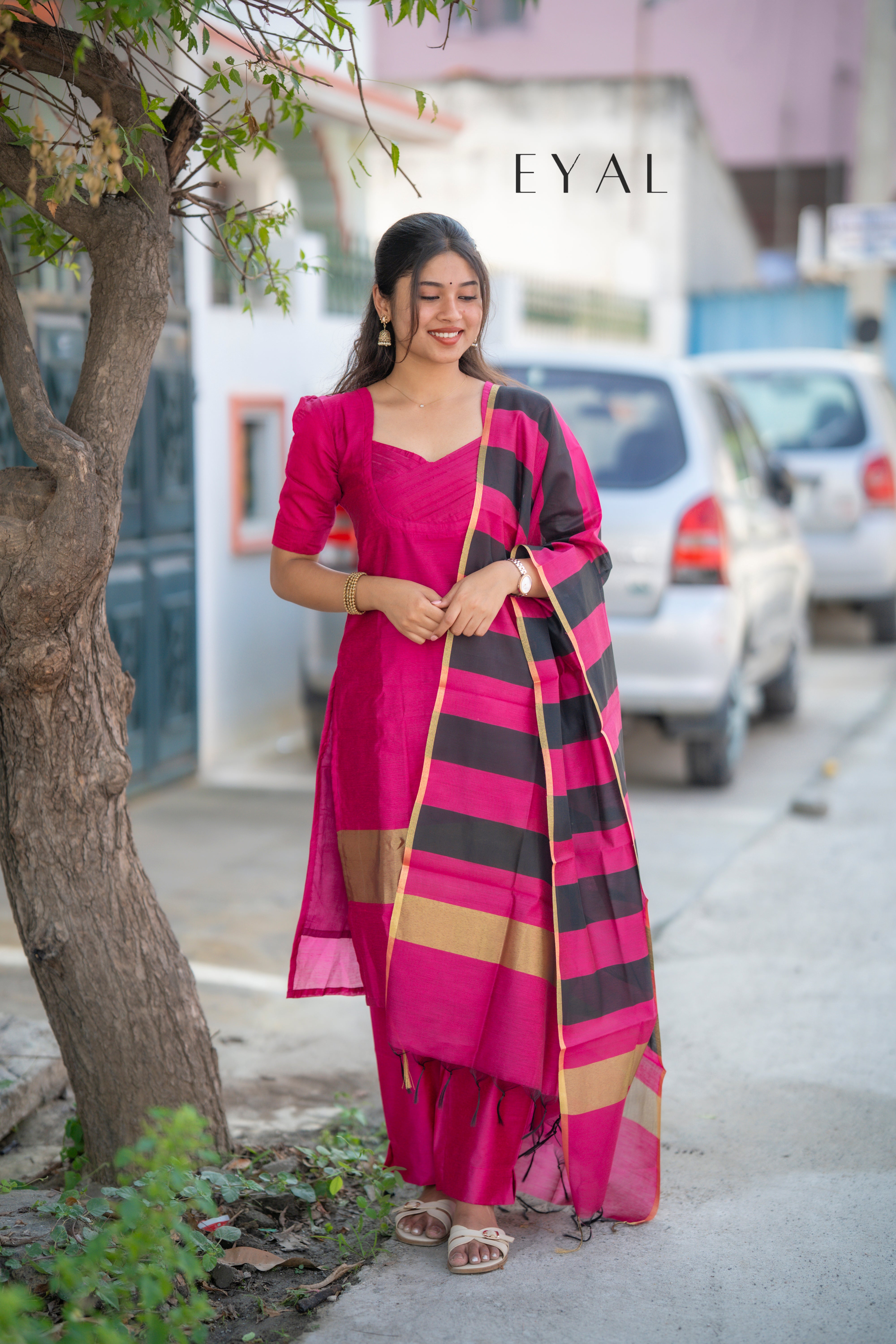 Rose blush silk suit
