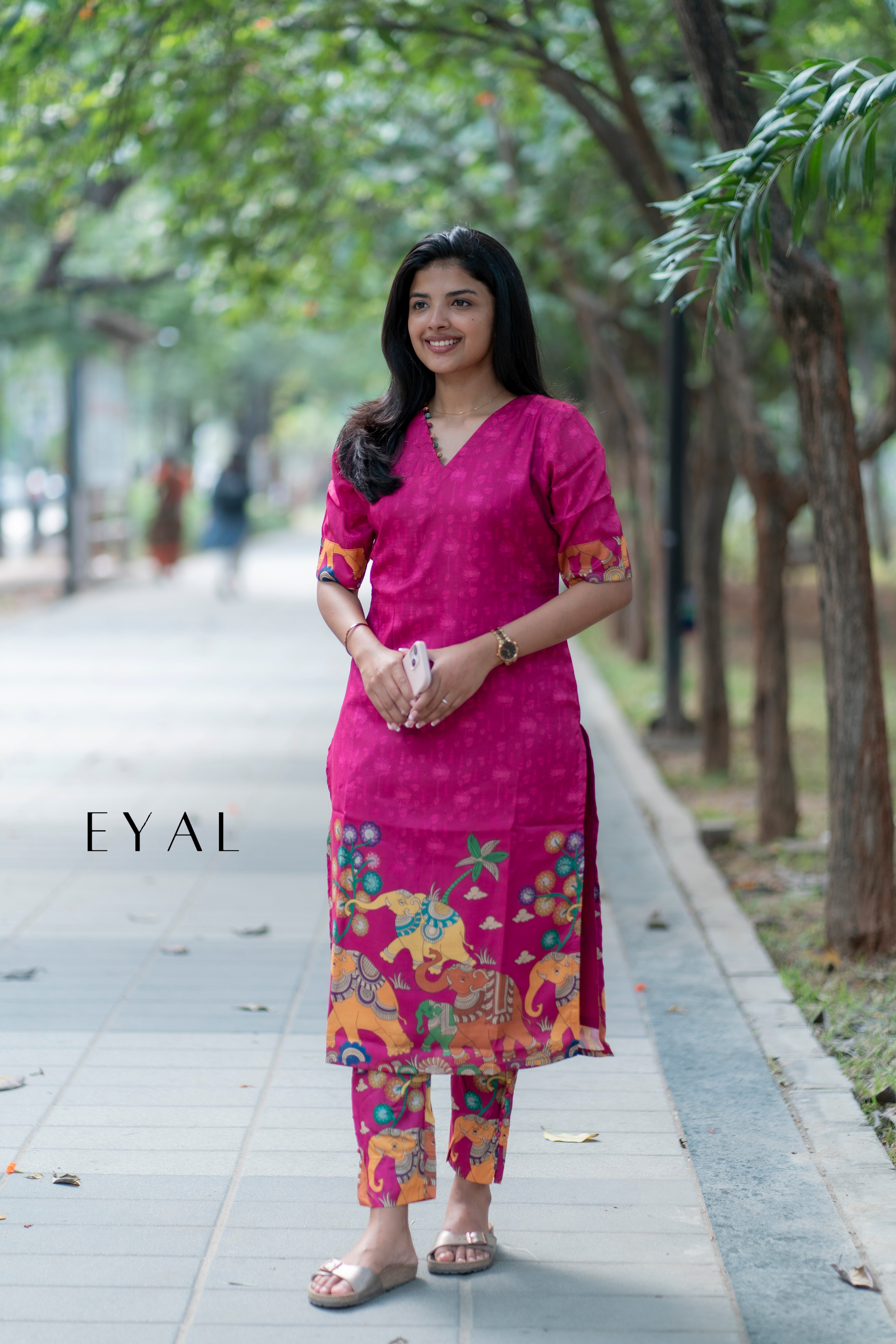 Pink kalamkari kurta set