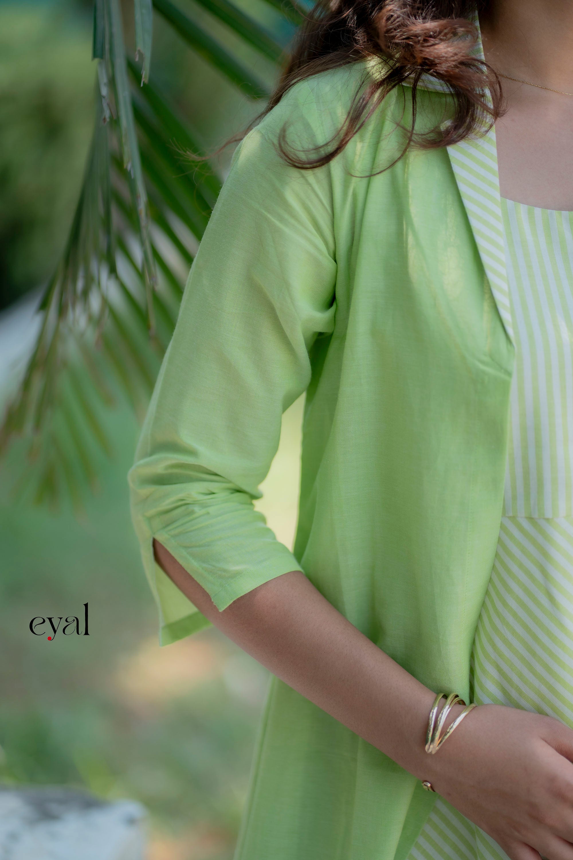 Lime line handloom cotton maxi & jacket