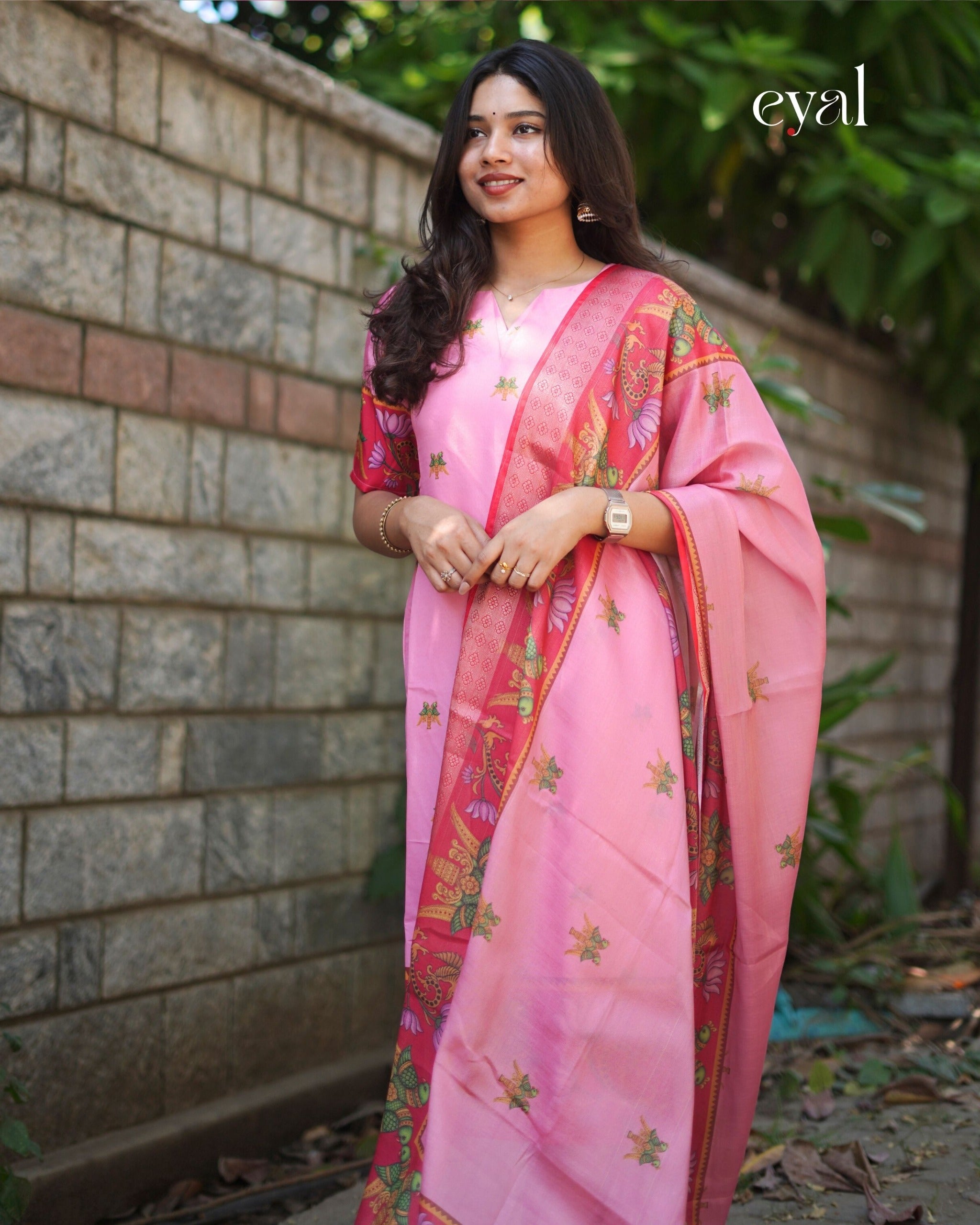 Tanjore canvas kurti with dupatta