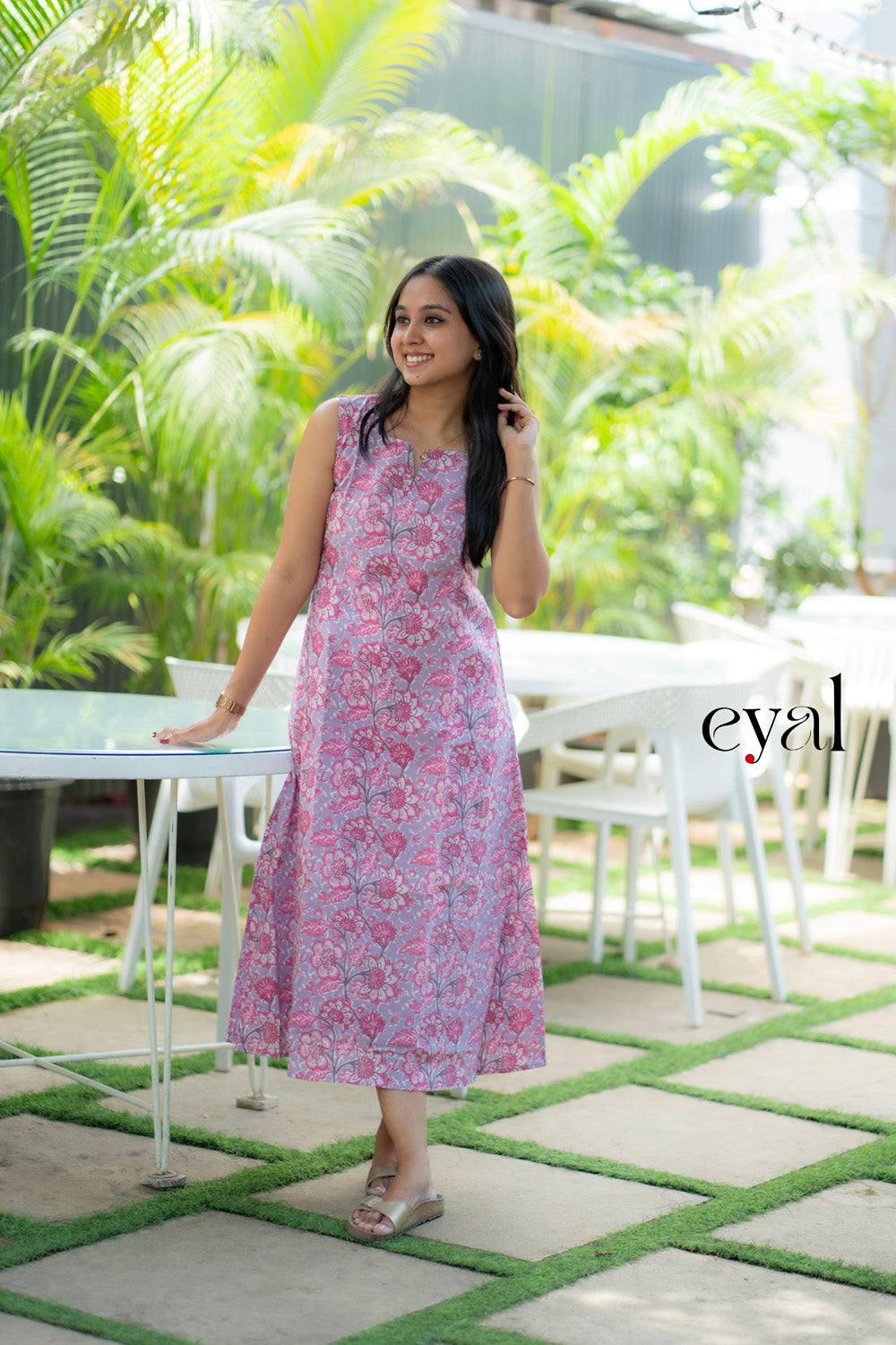 Lilac blosson a-line kurti/ maxi