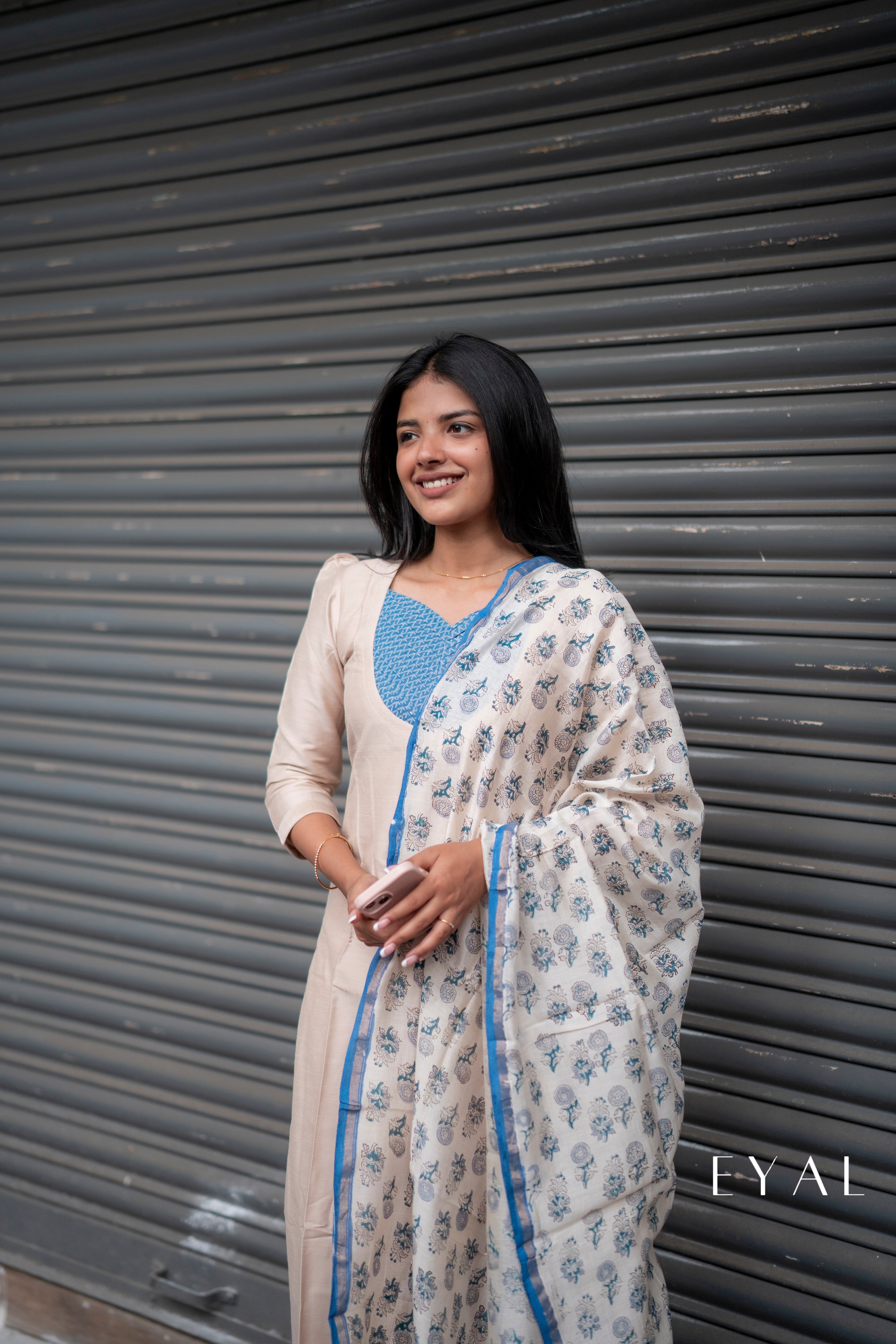 Raw silk kurti with chanderi duppatta