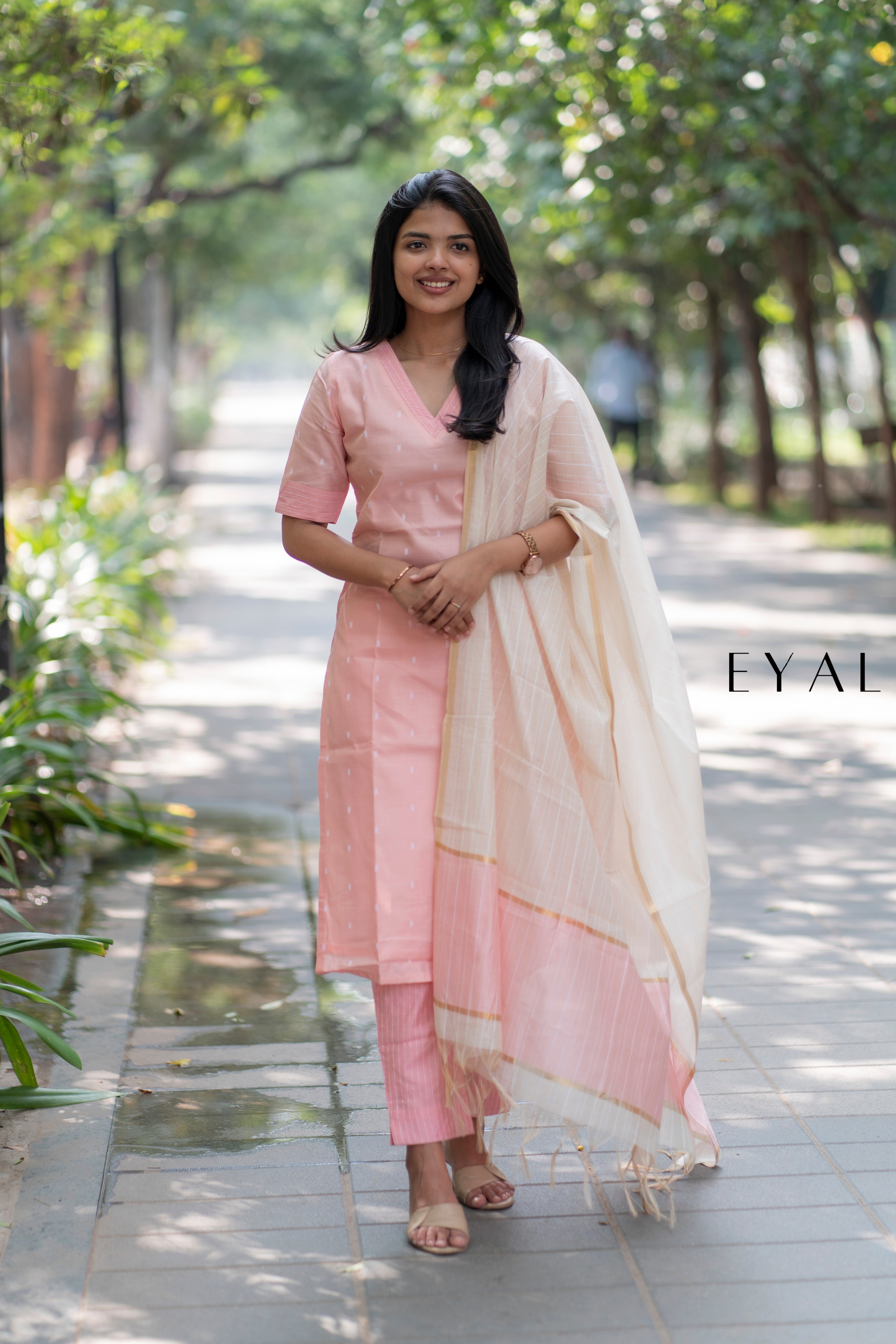 Pink raw silk kurta suit -1408