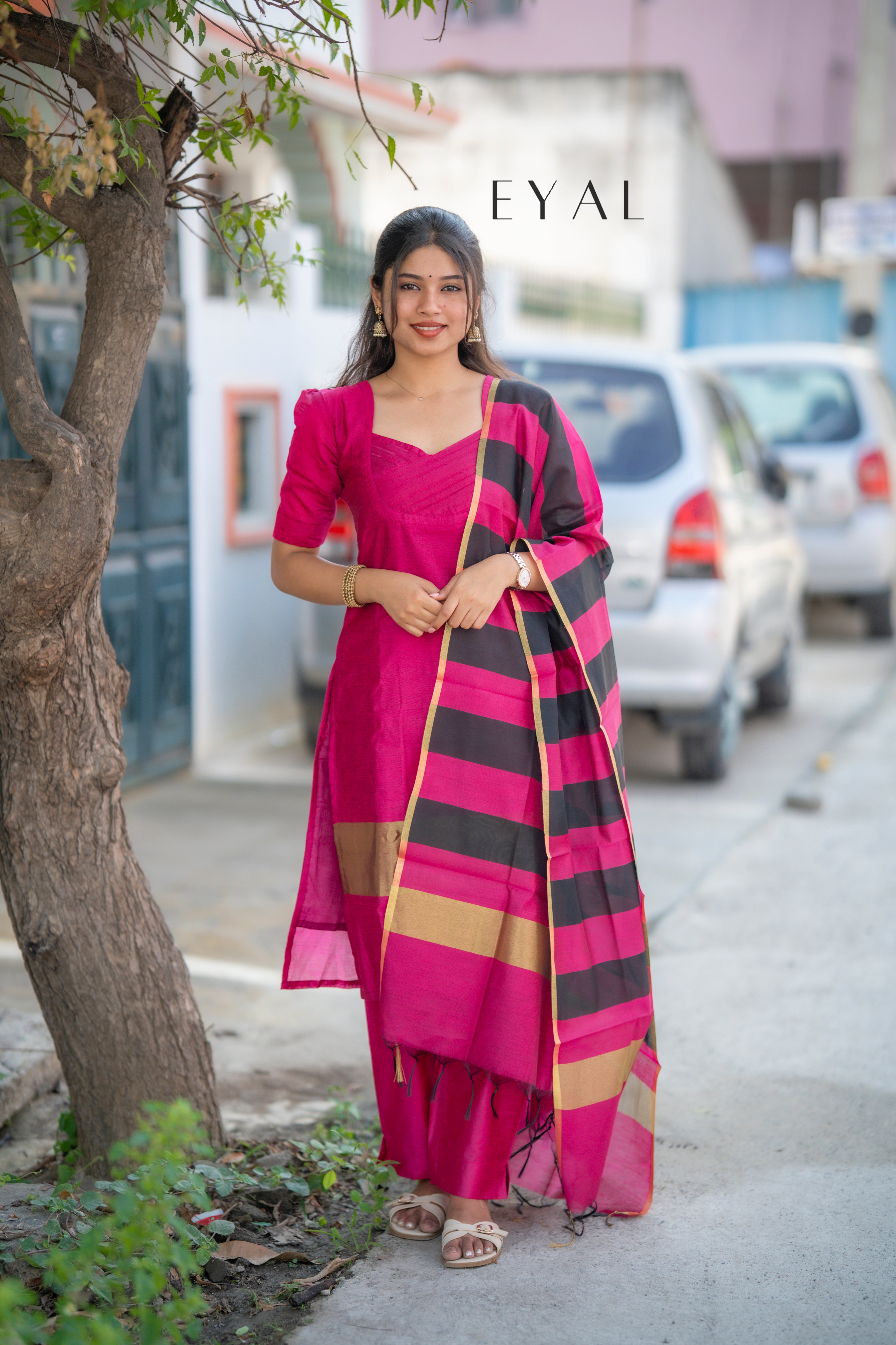 Rose blush silk suit