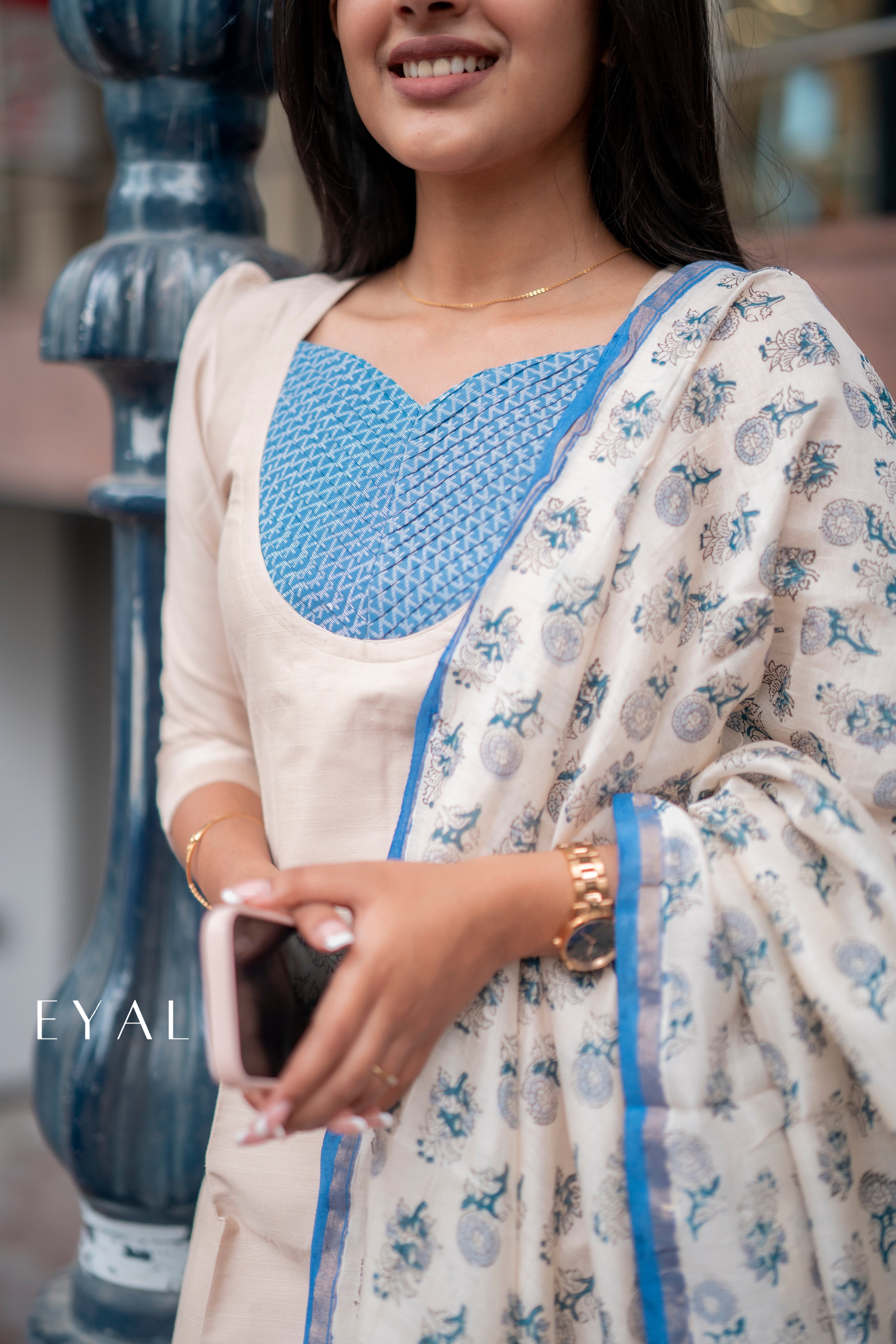 Raw silk kurti with chanderi duppatta