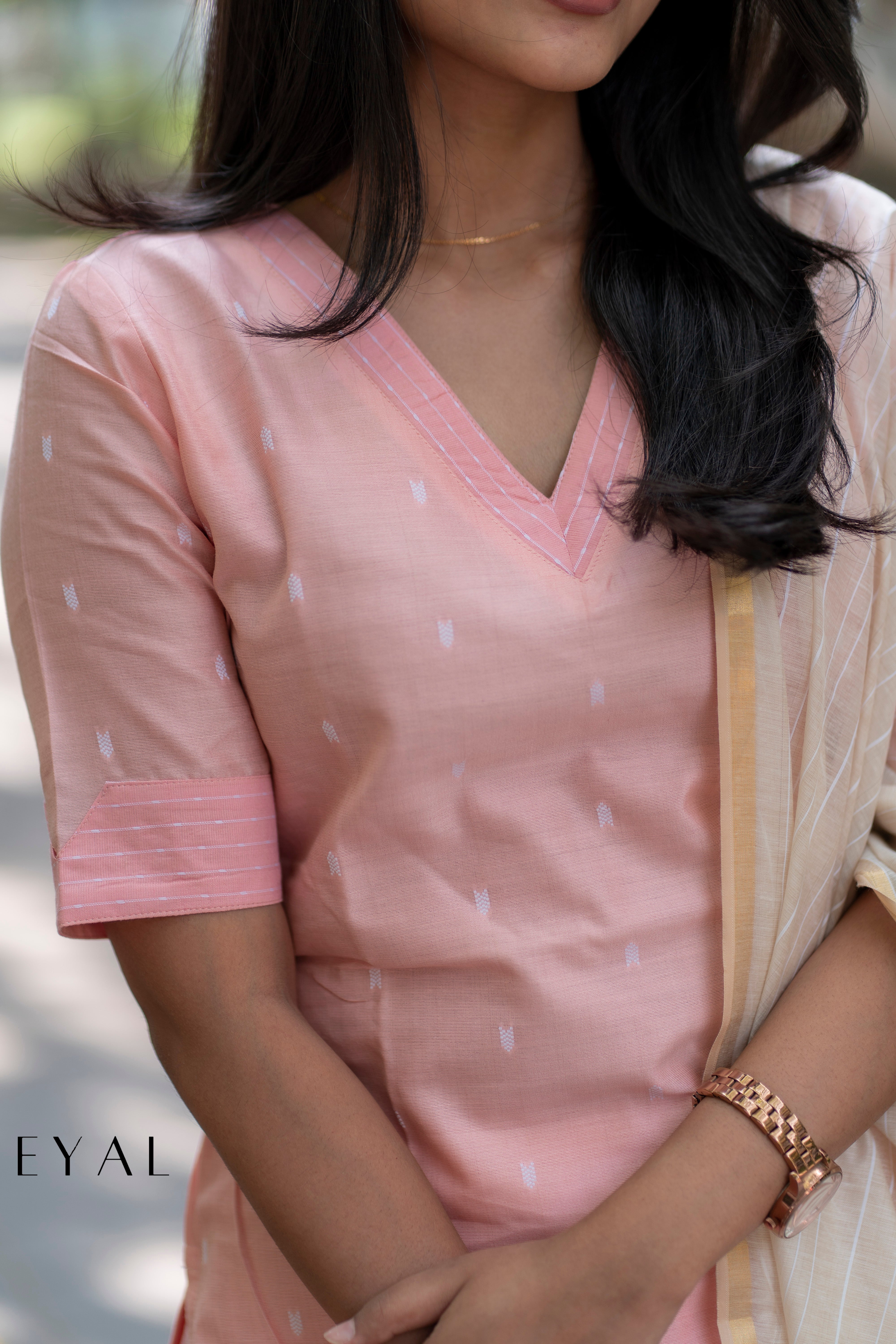 Pink raw silk kurta suit -1408