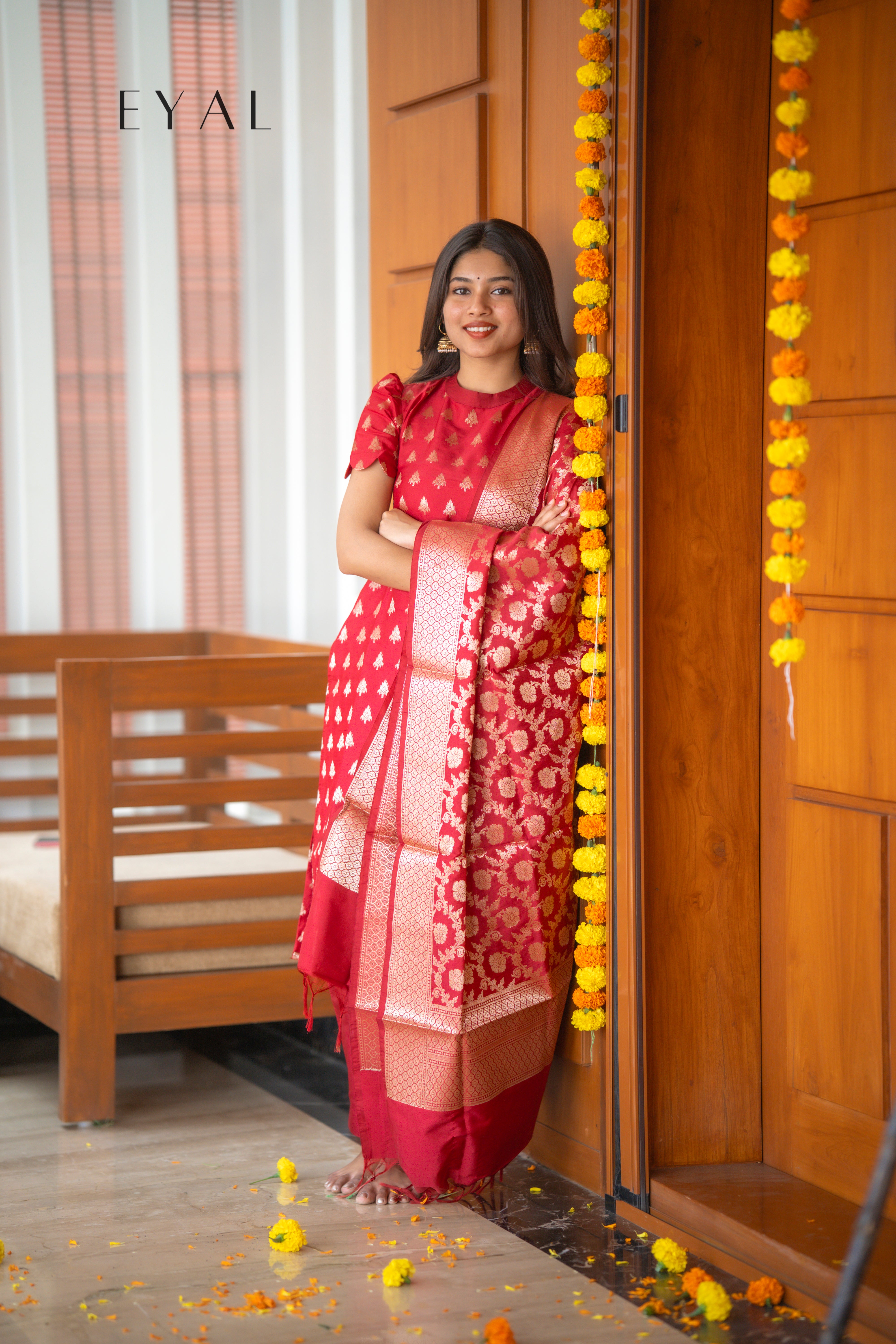 Scarlet banarasi silk suit