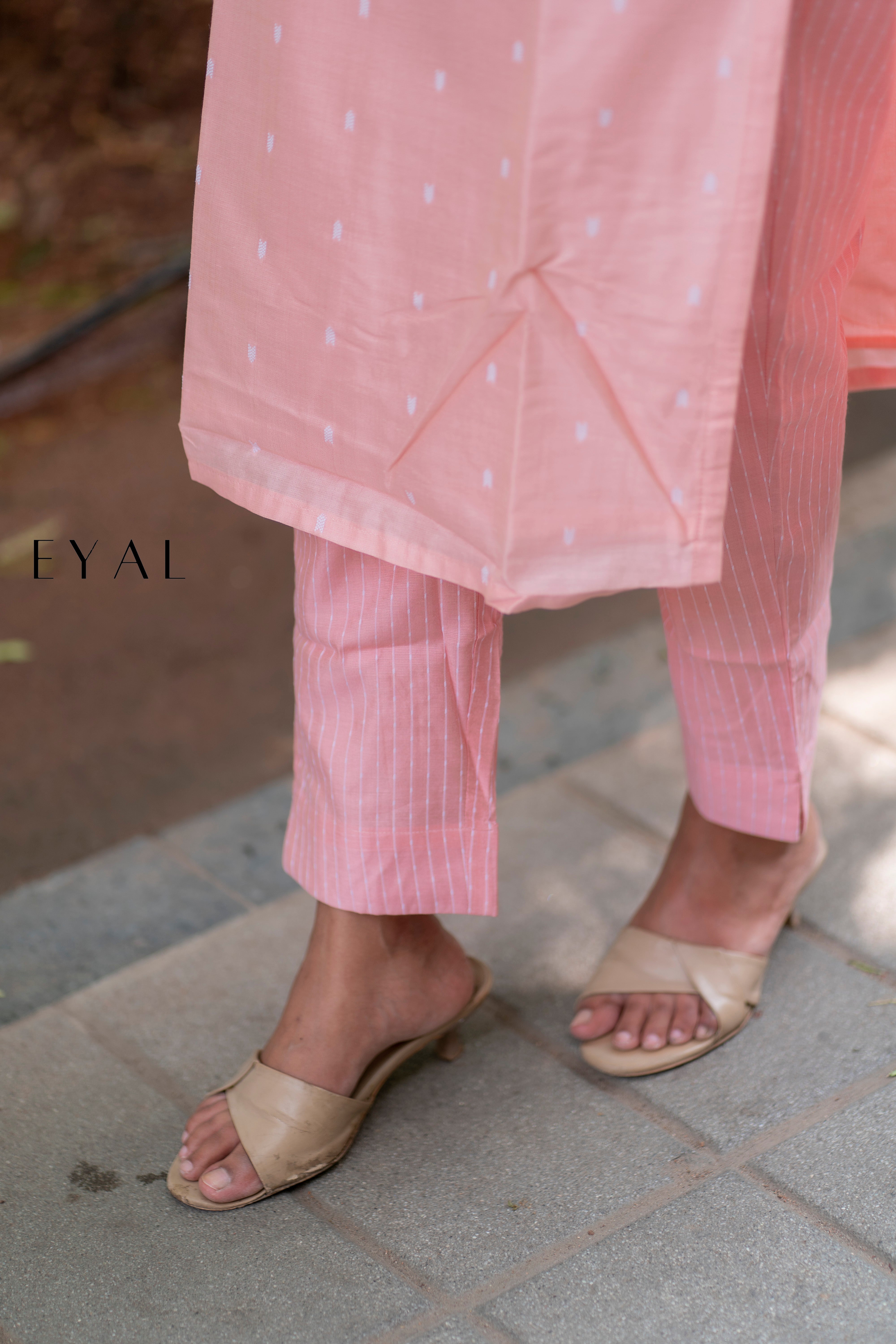 Pink raw silk kurta suit -1408