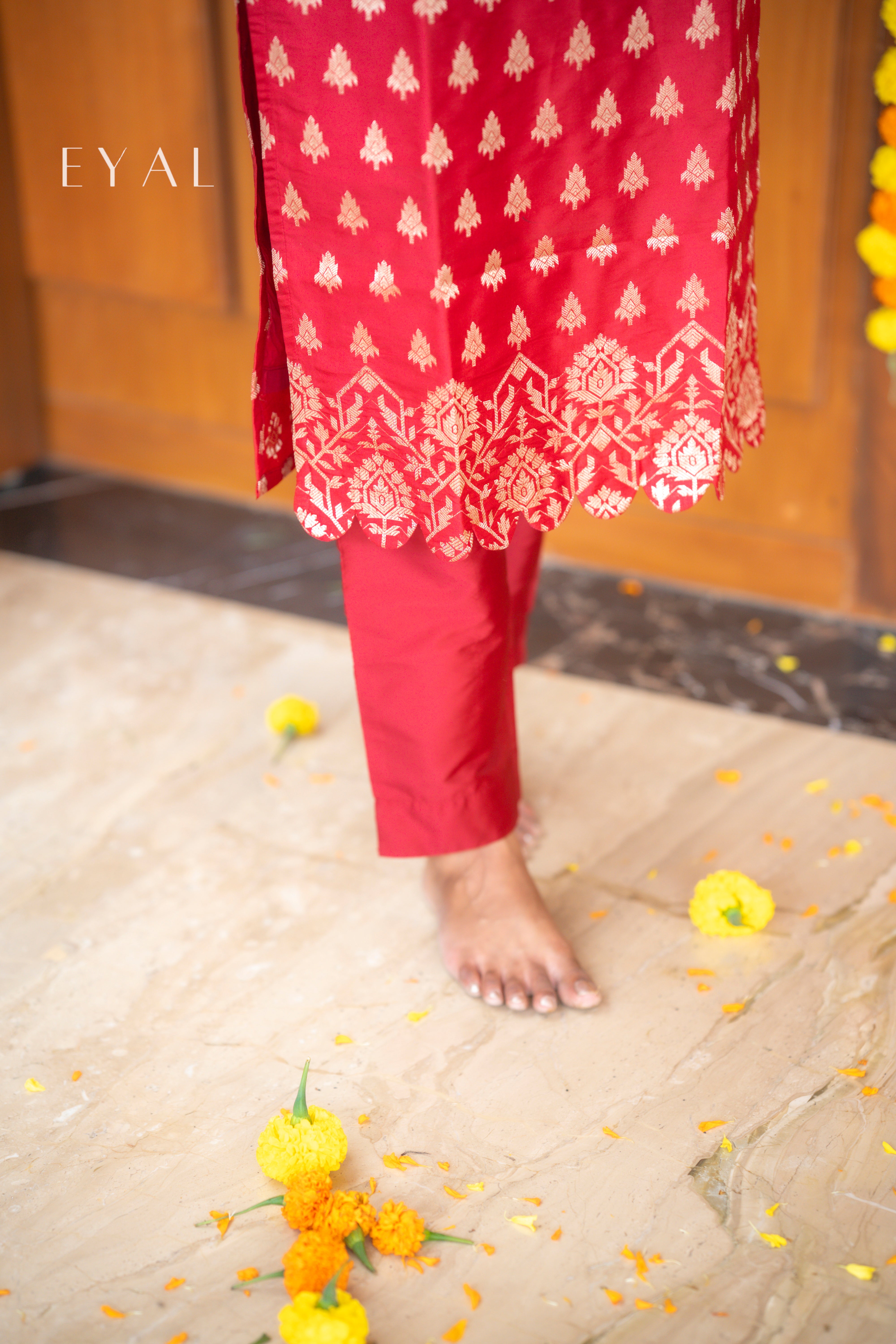 Scarlet banarasi silk suit