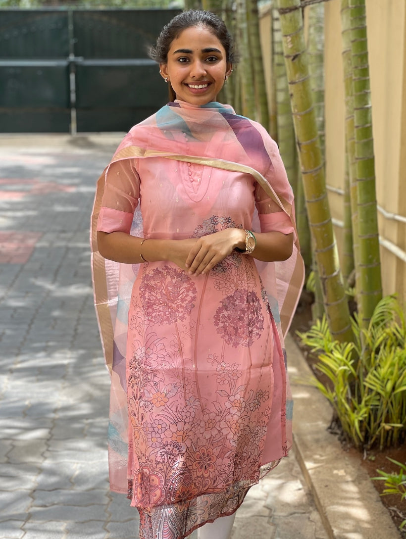 Pink kurti with dupatta- 1350