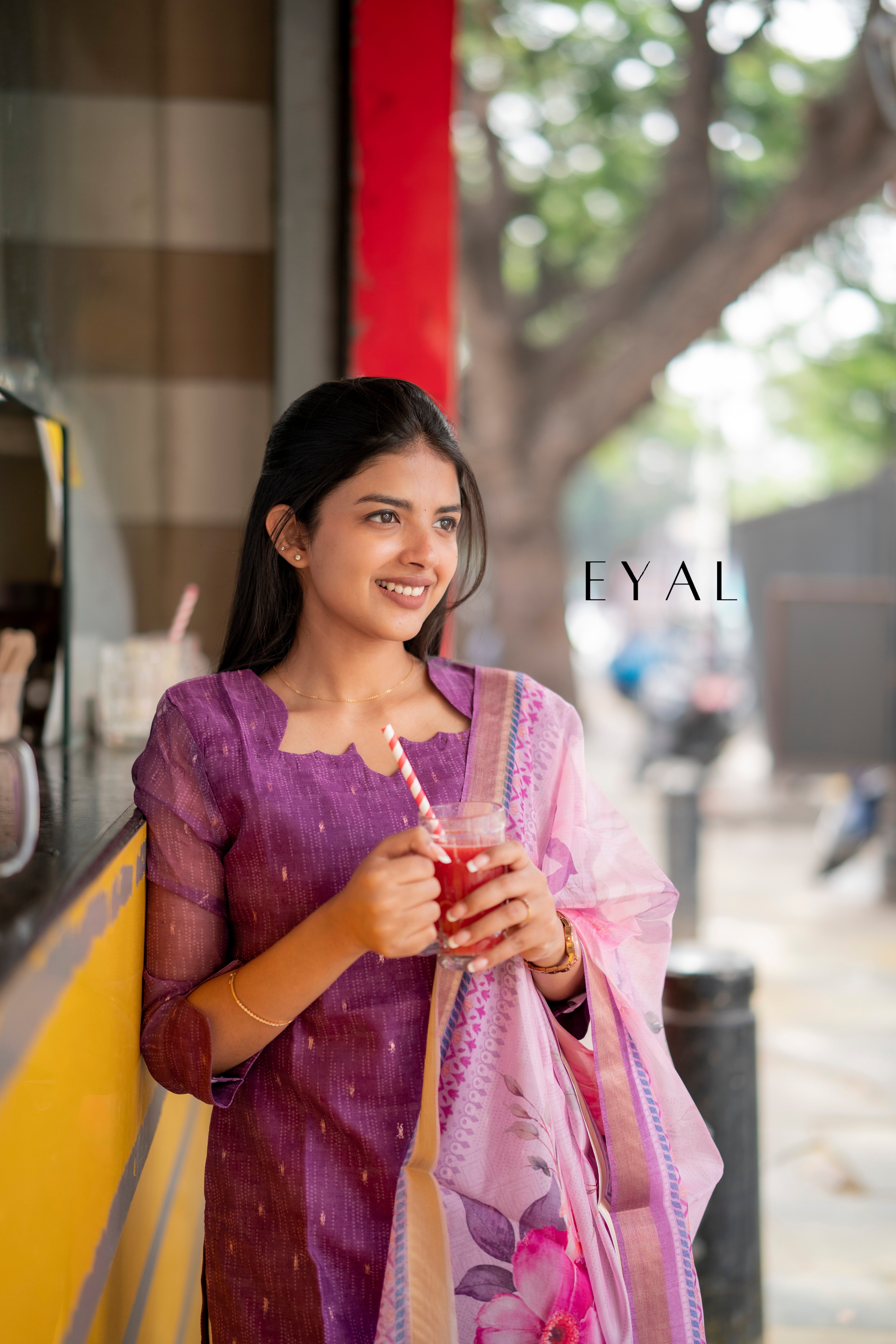 Purple chanderi kurti with duppatta -1401