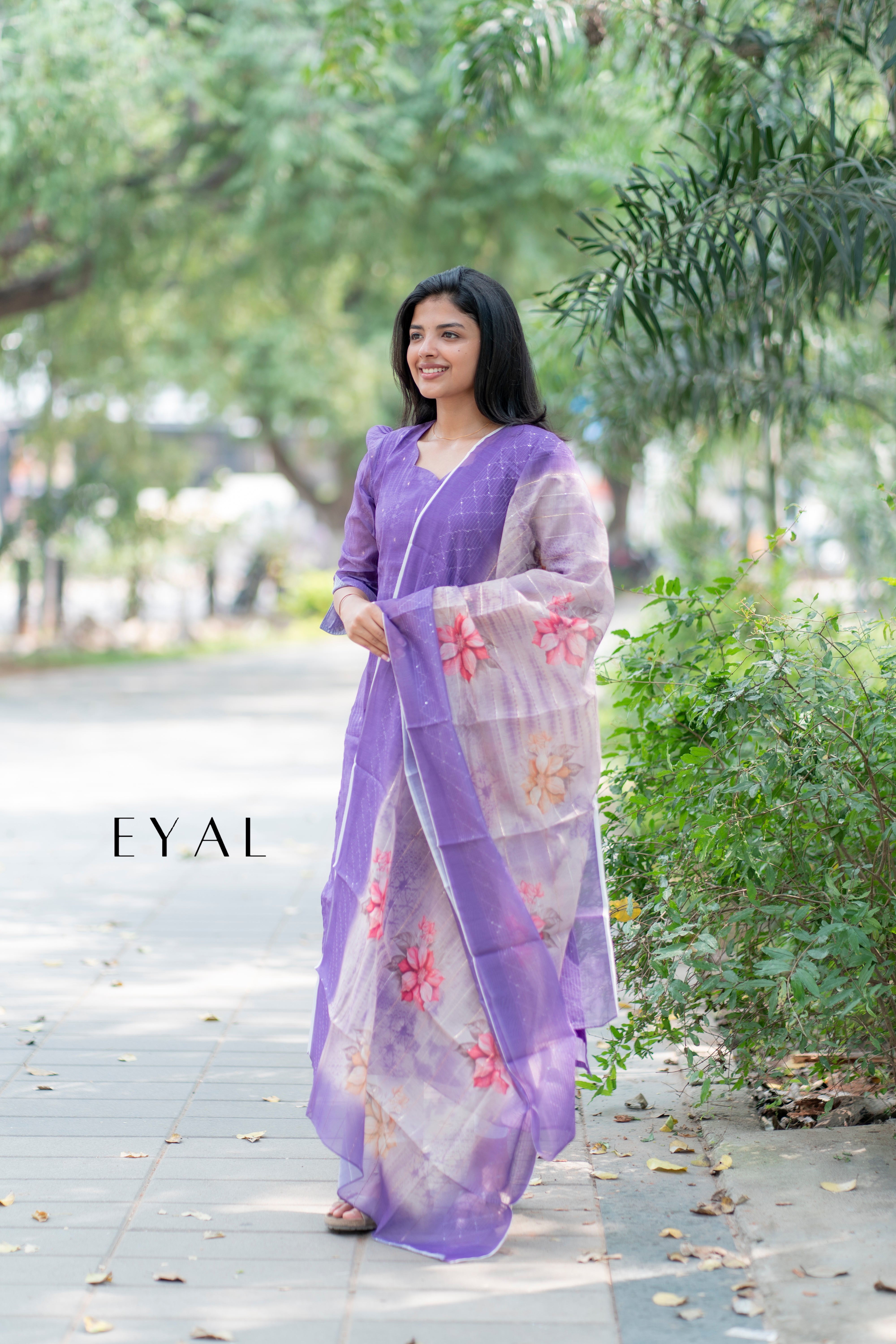 Purple chanderi kurti with duppatta -1403