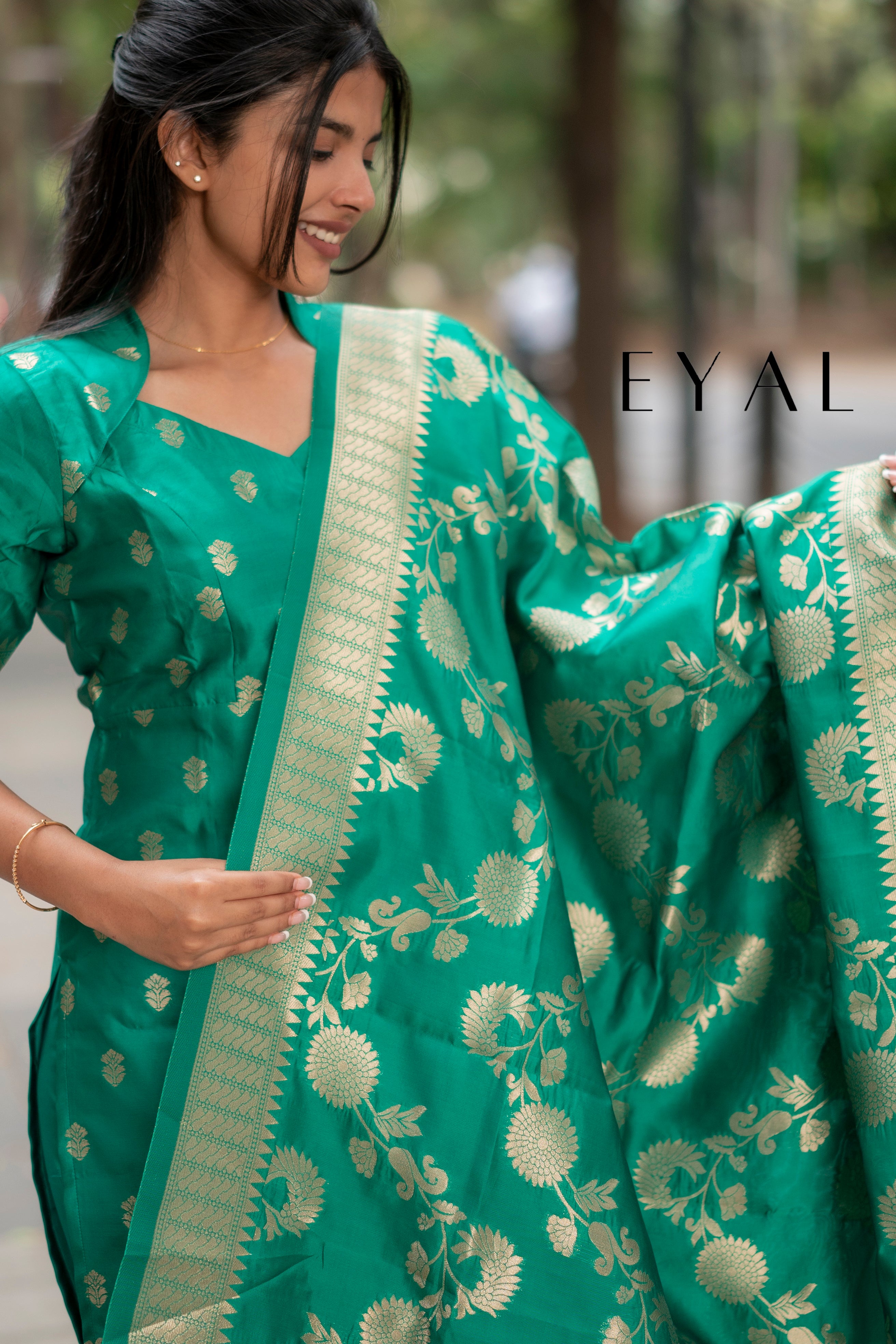 Green paithani suit