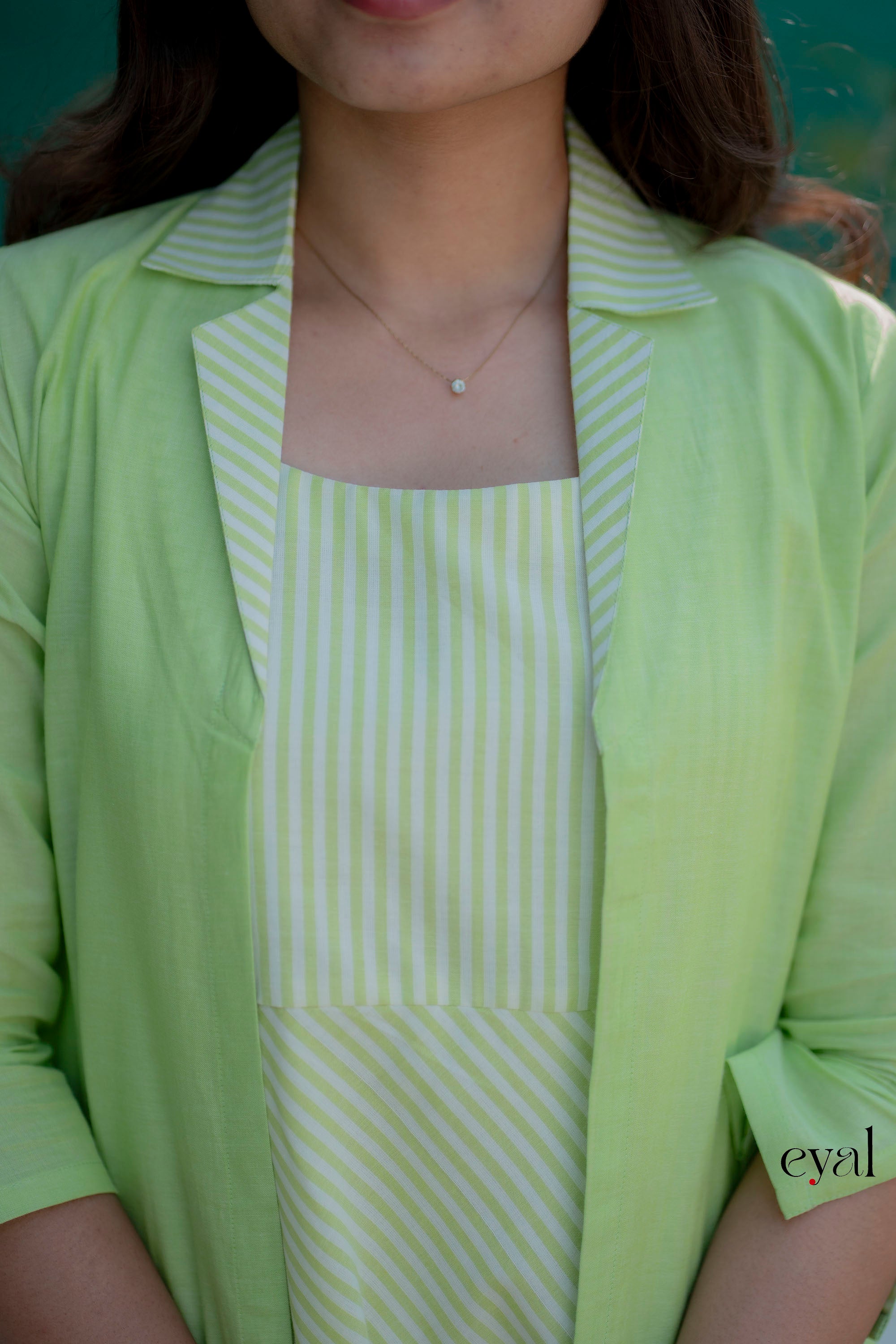 Lime line handloom cotton maxi & jacket