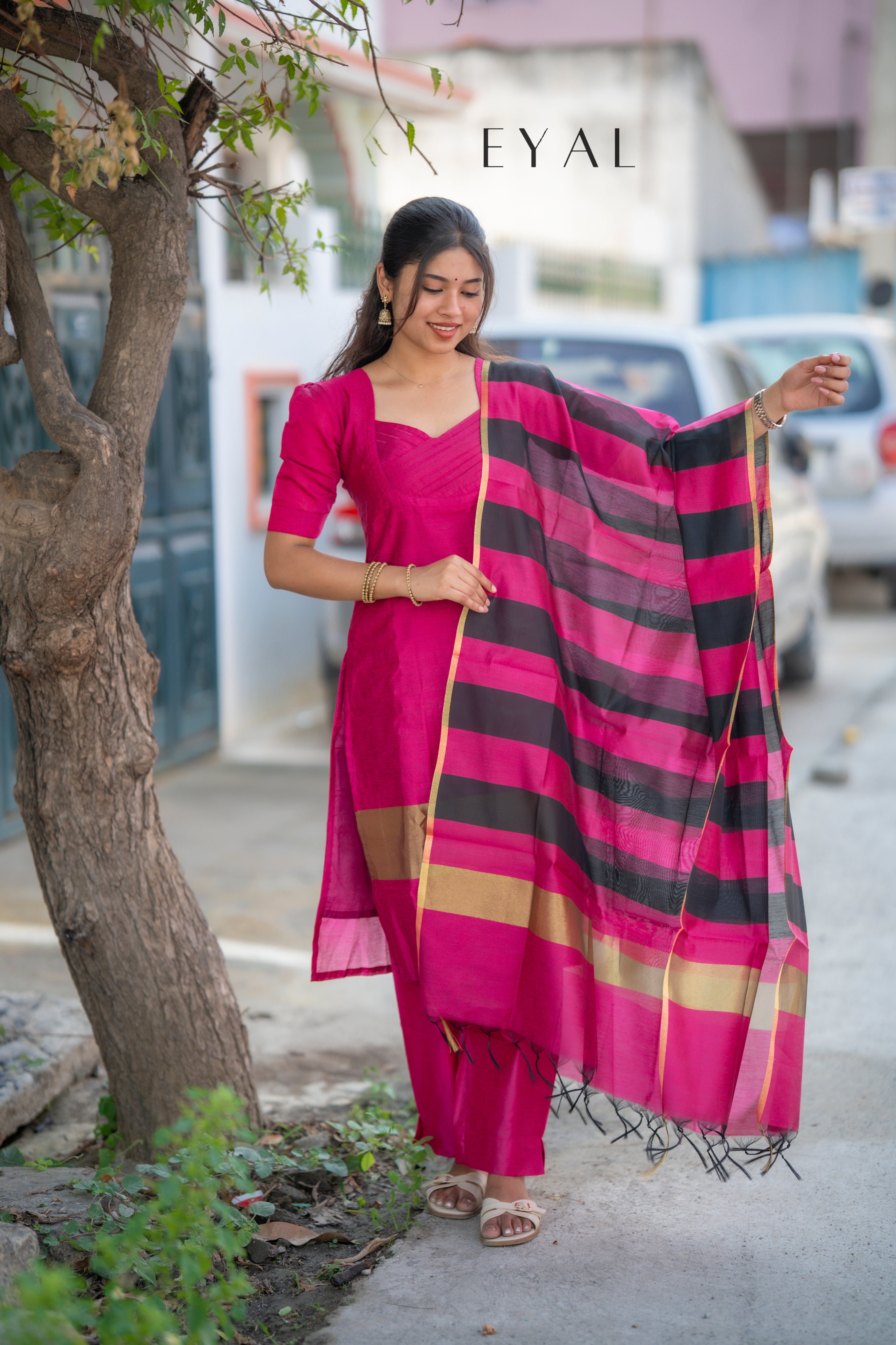 Rose blush silk suit