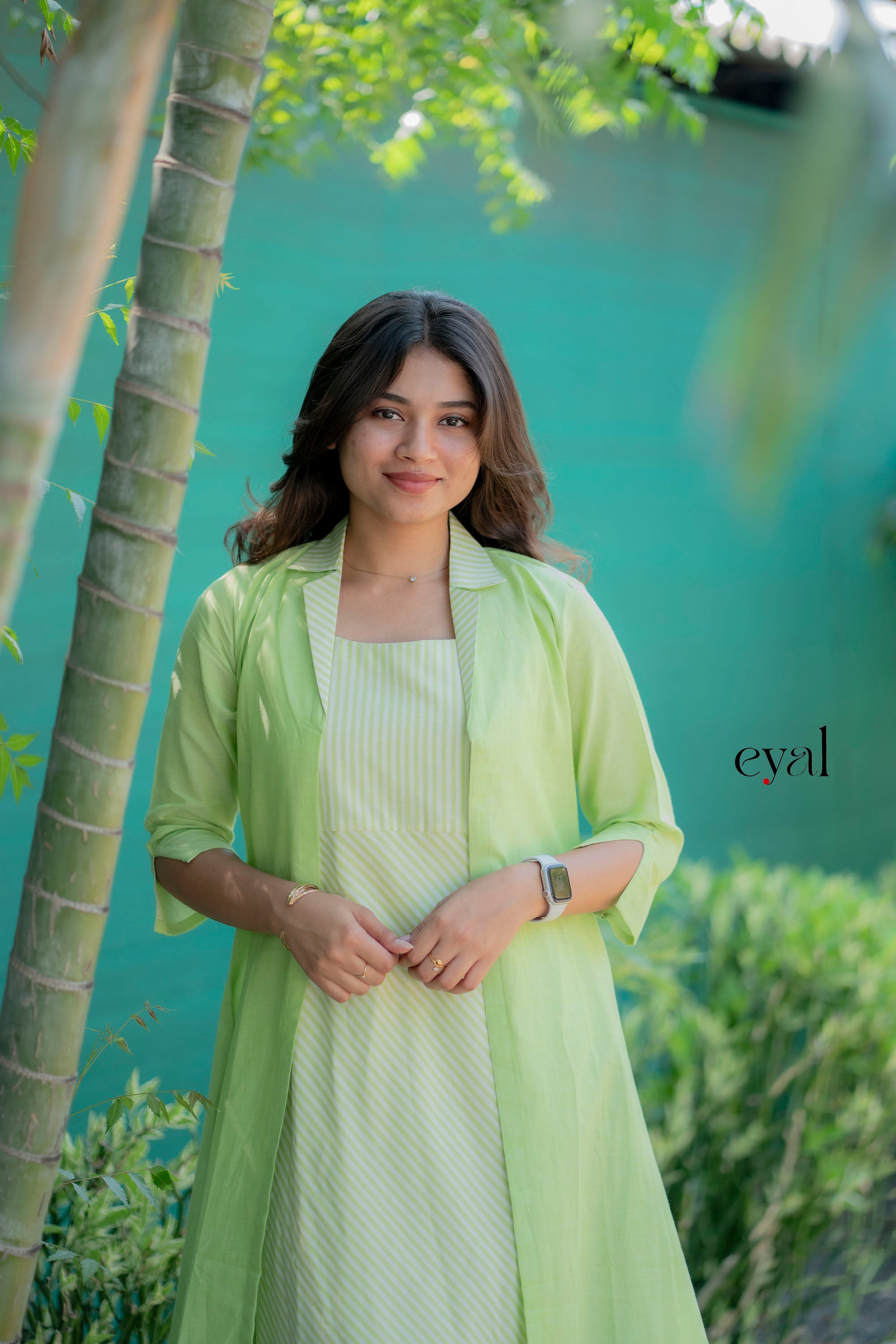 Lime line handloom cotton maxi & jacket
