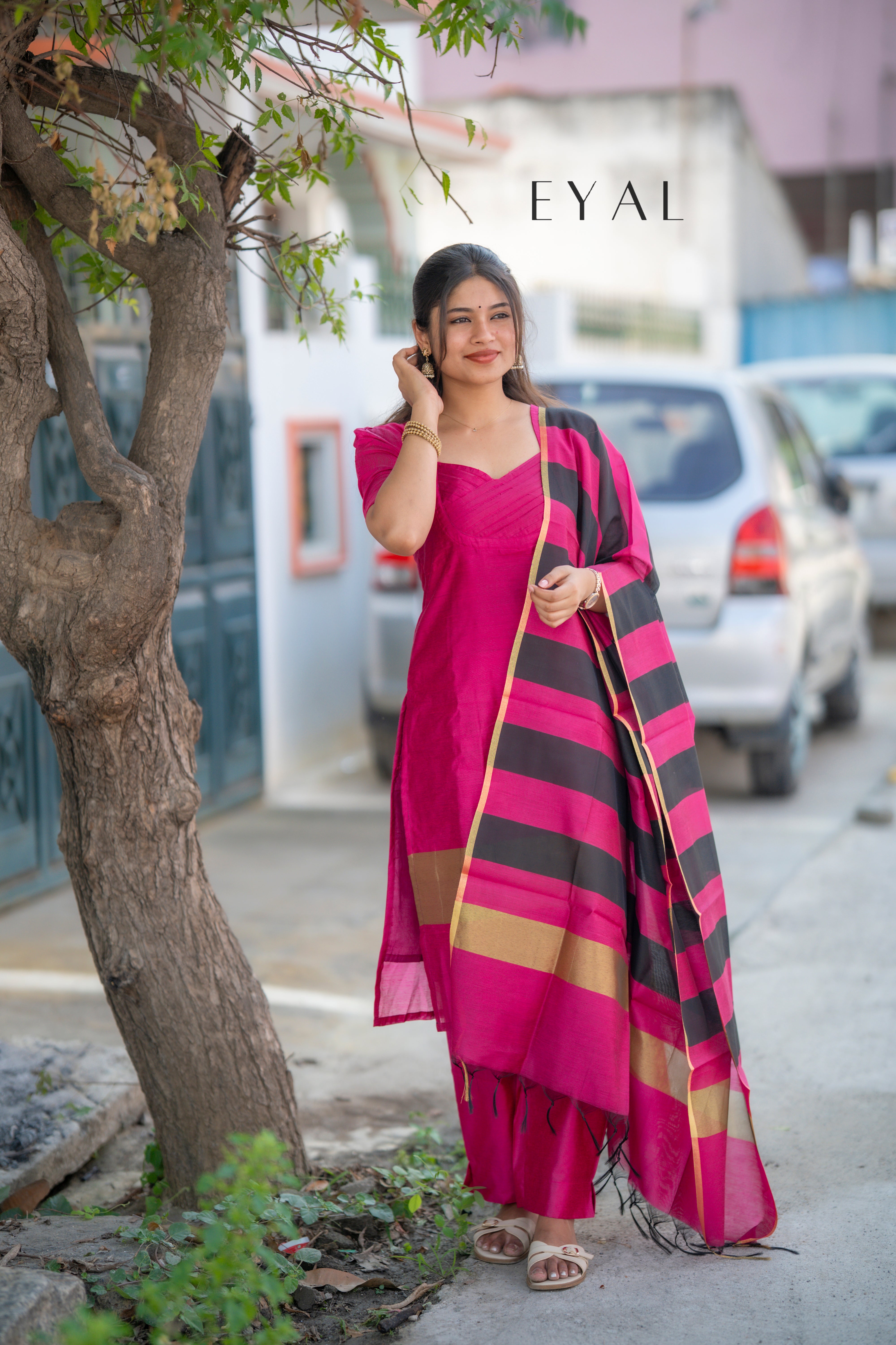 Rose blush silk suit