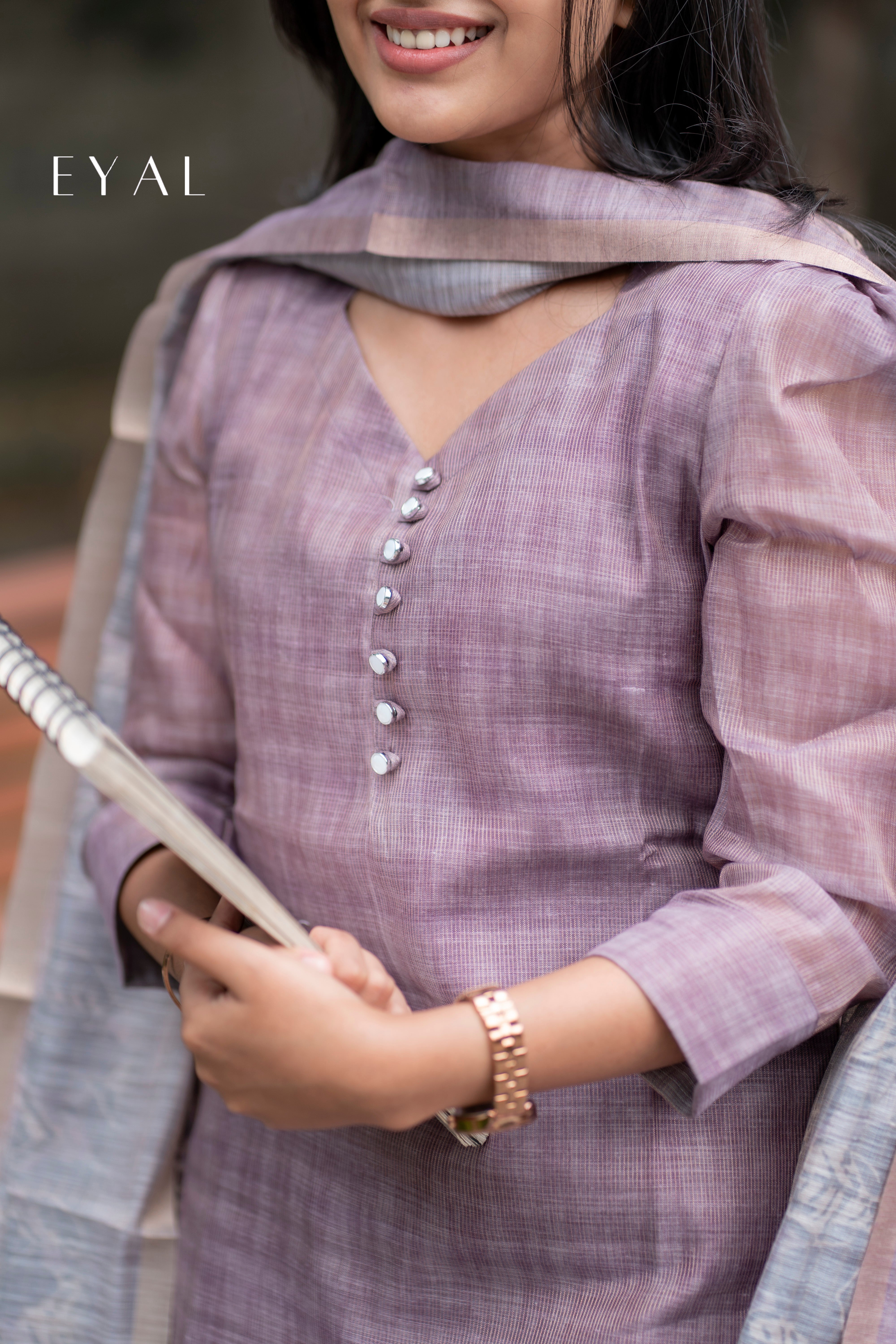 Lilac Tussar silk kurti with duppatta - 1411