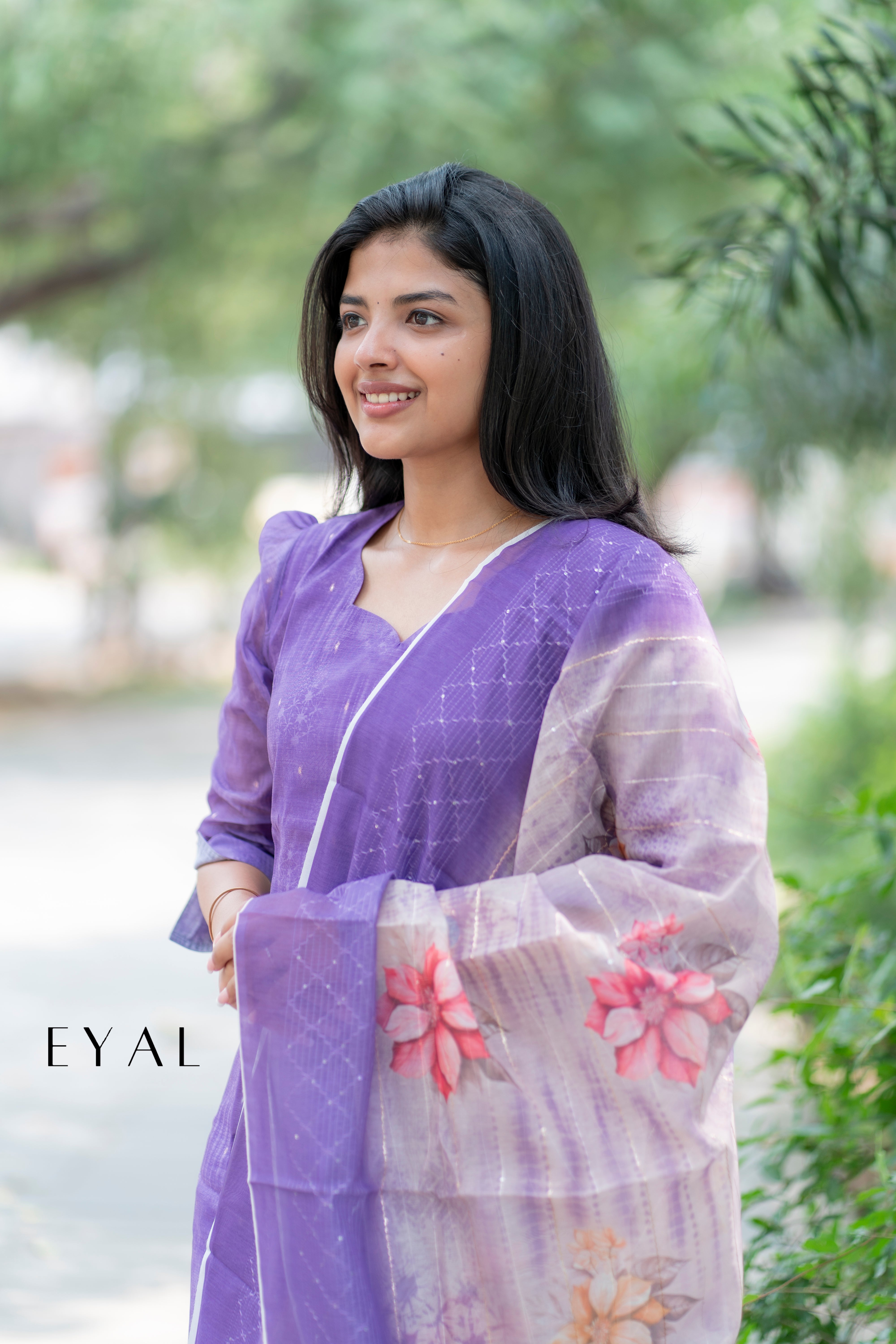 Purple chanderi kurti with duppatta -1403