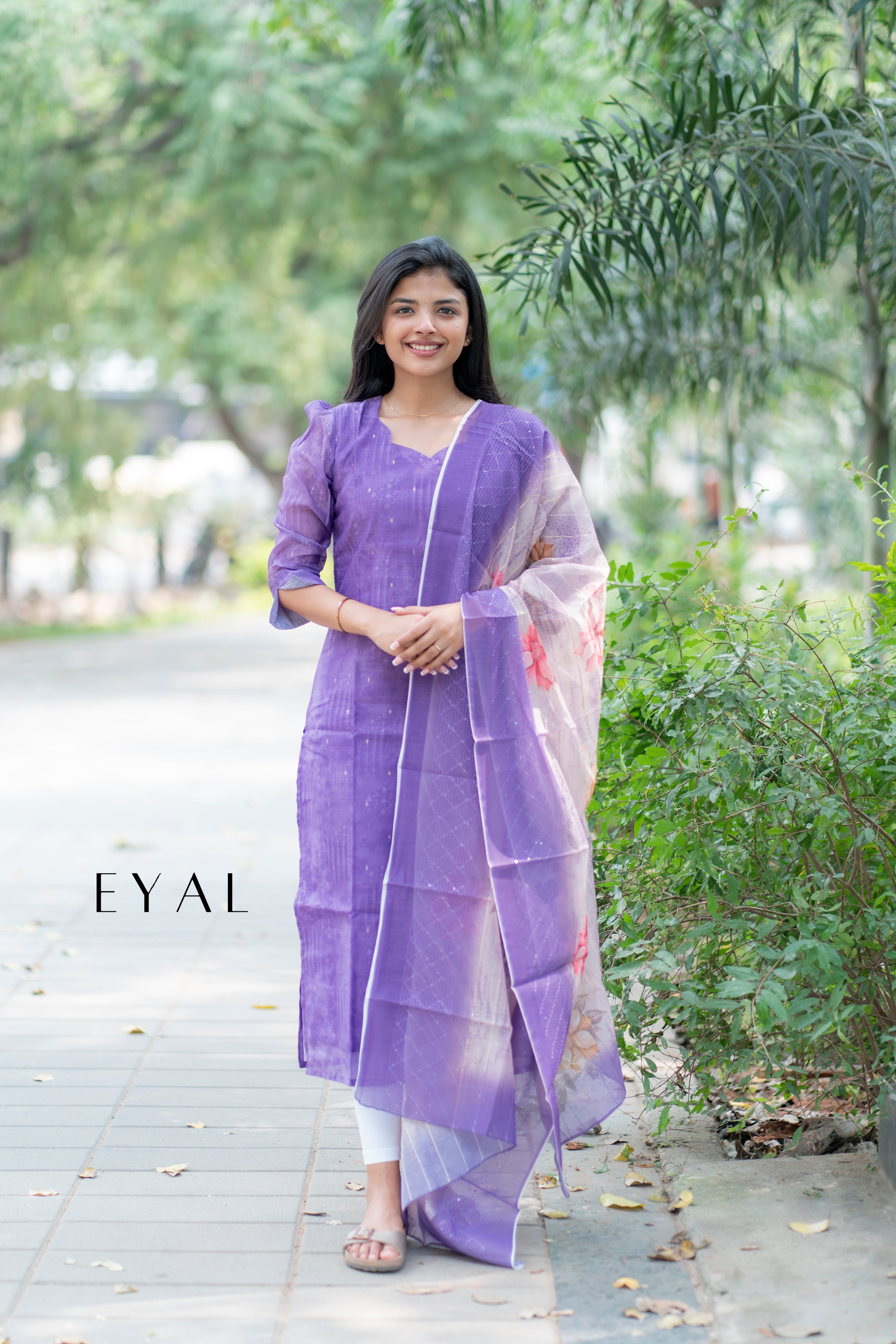 Purple chanderi kurti with duppatta -1403