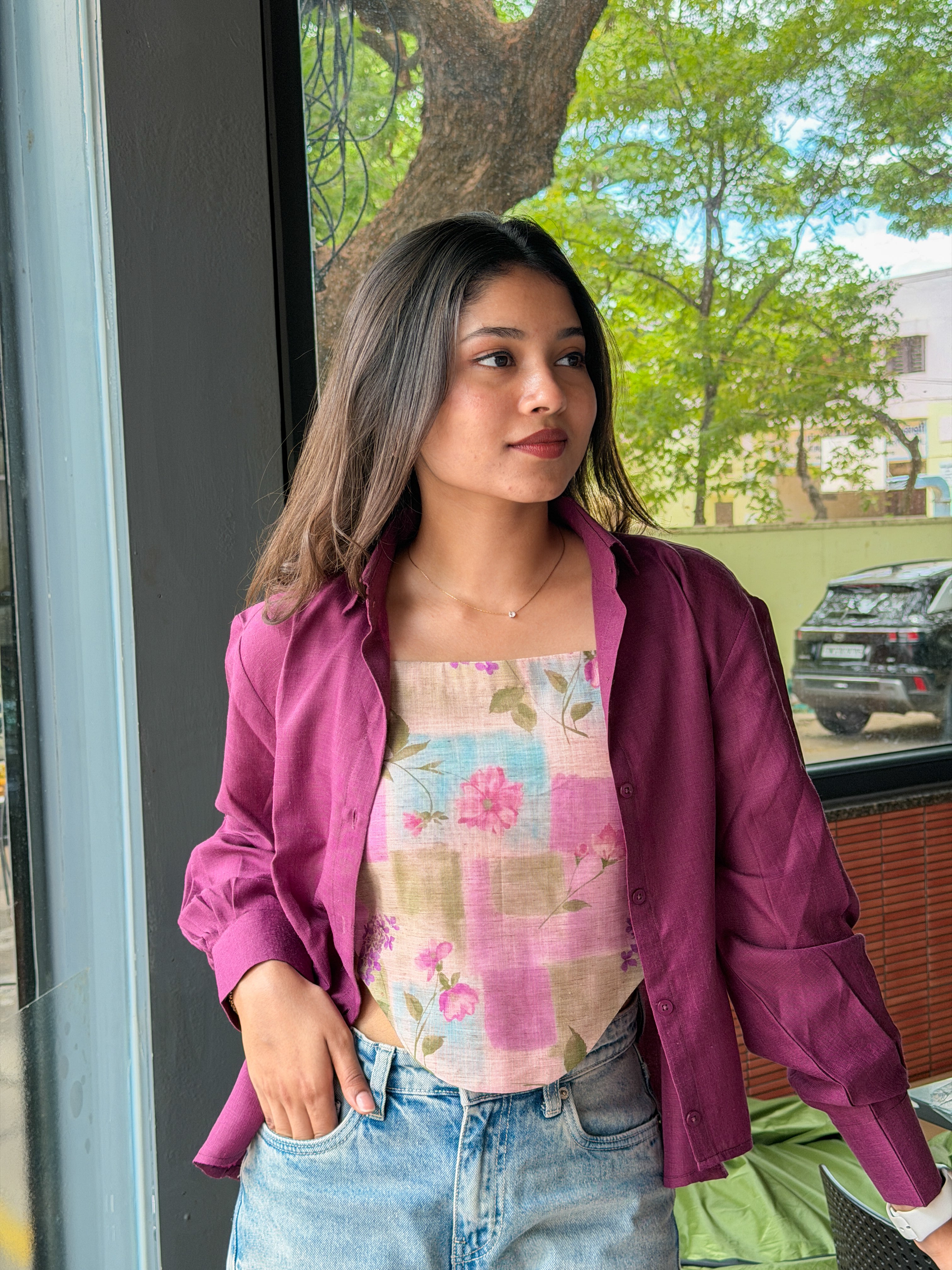 Mulberry crop top & shirt