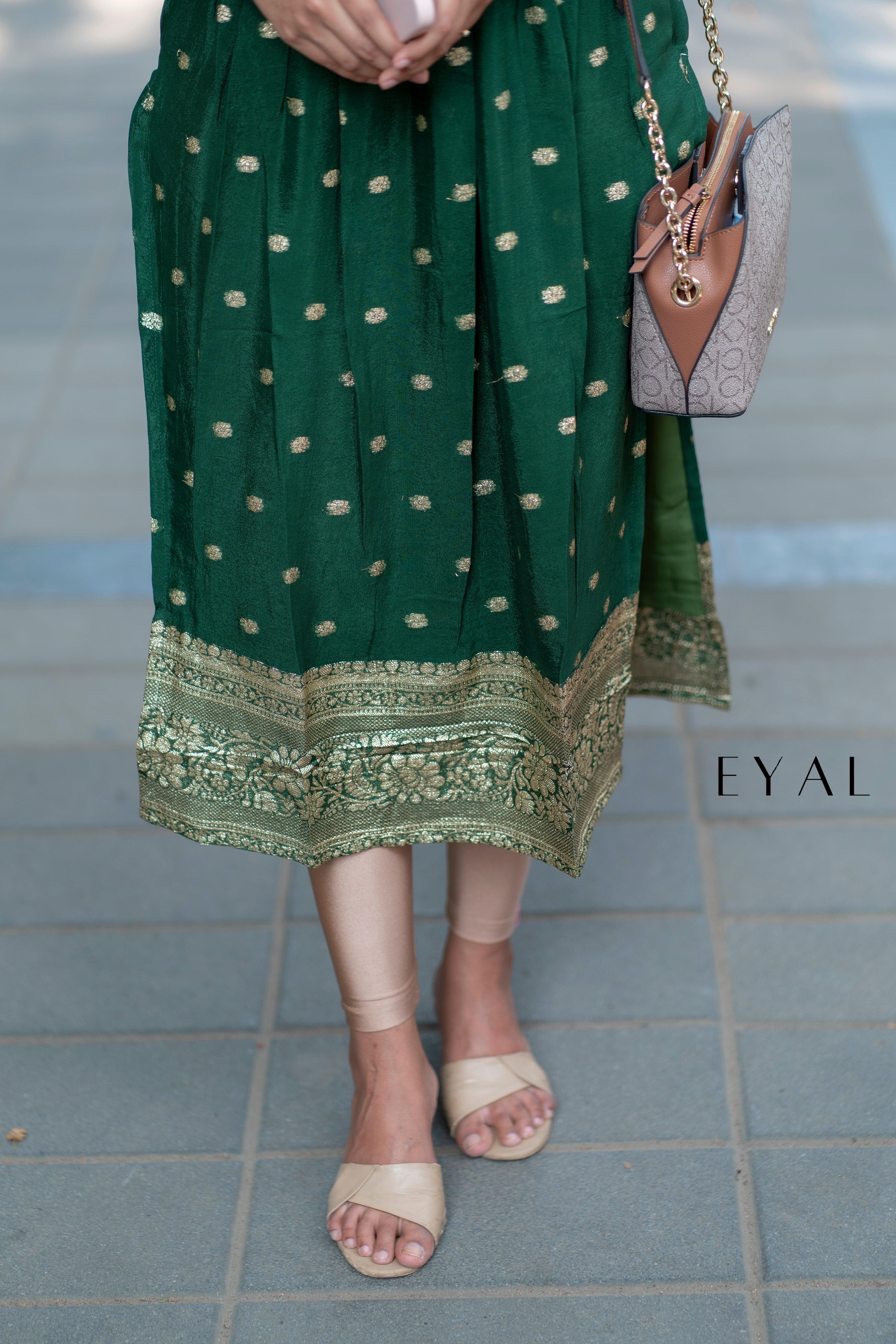 Green alia cut banaras kurti - 1406