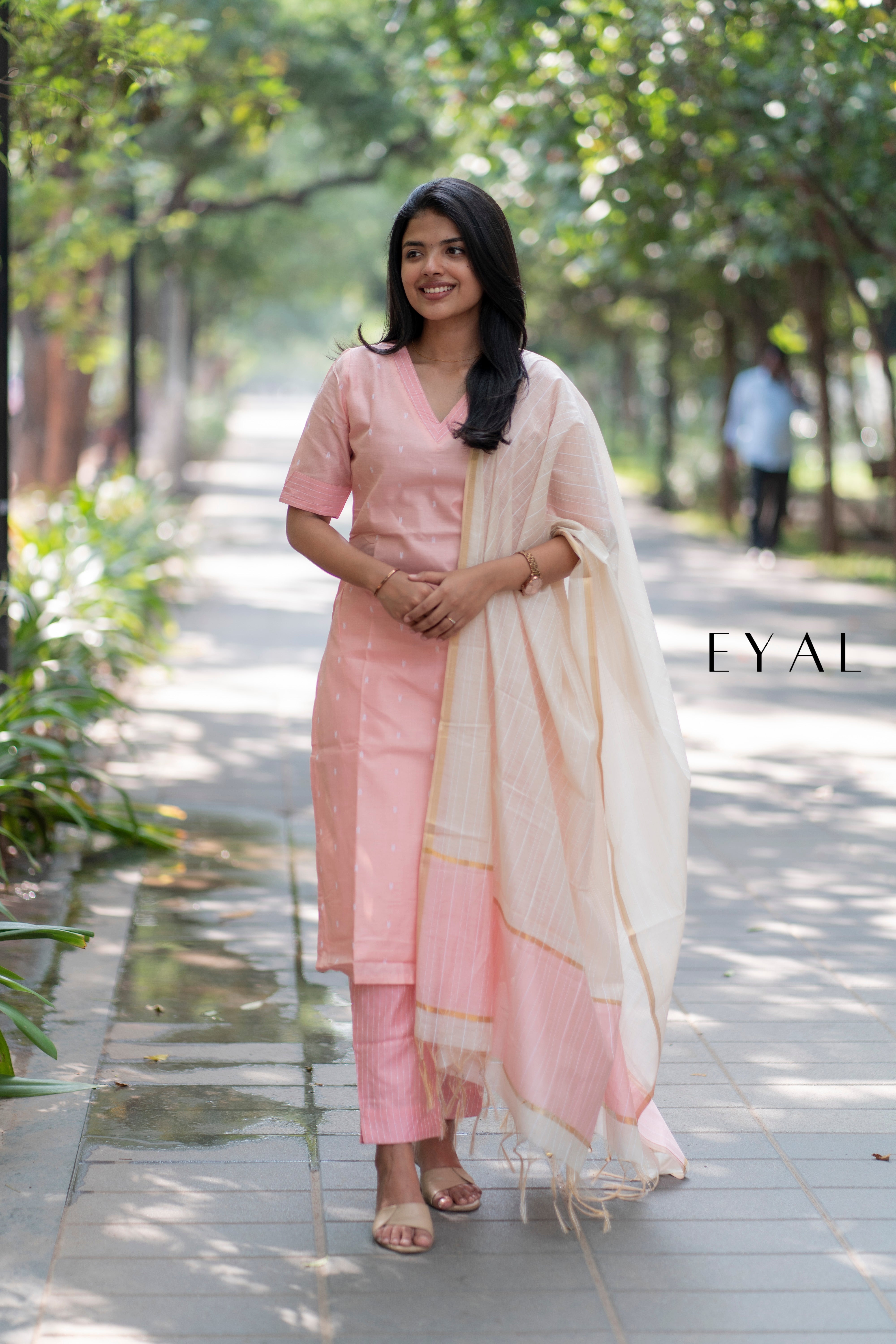 Pink raw silk kurta suit -1408