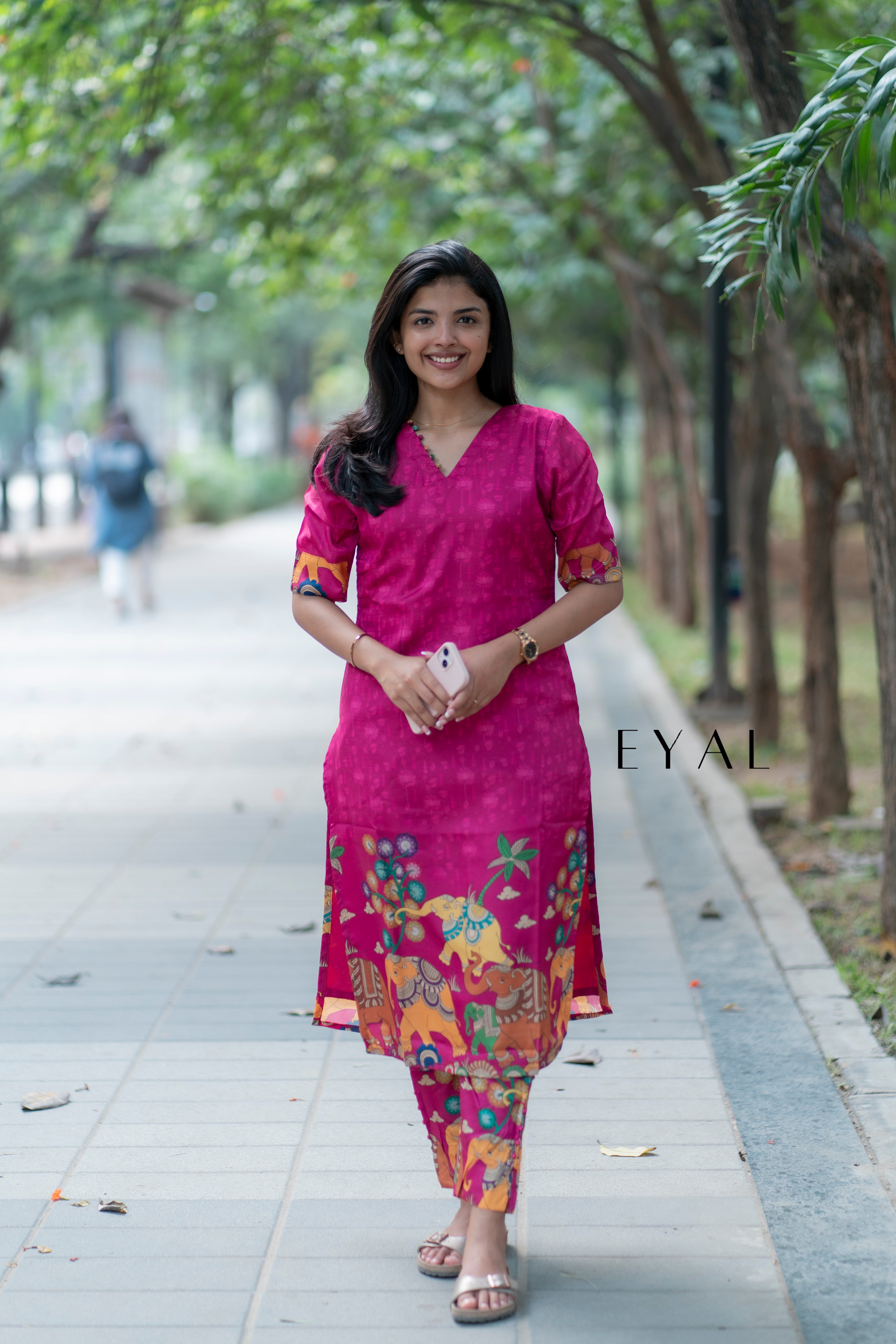 Pink kalamkari kurta set