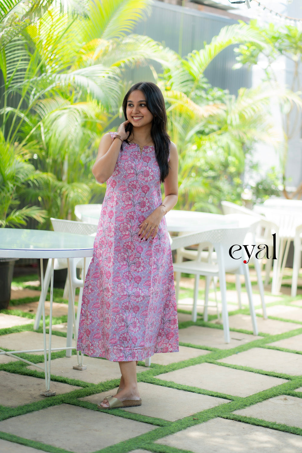 Lilac blosson a-line kurti/ maxi