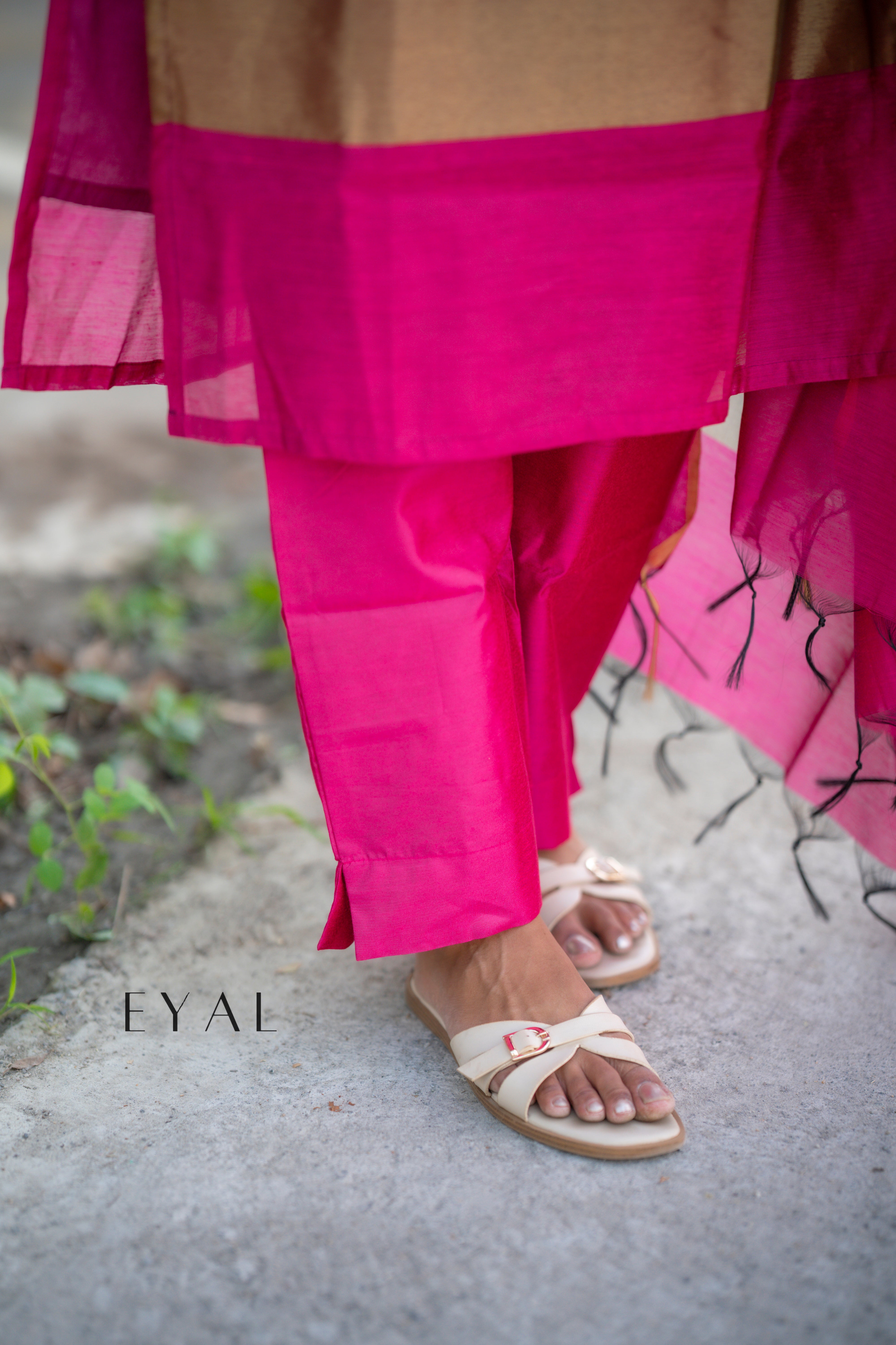 Rose blush silk suit
