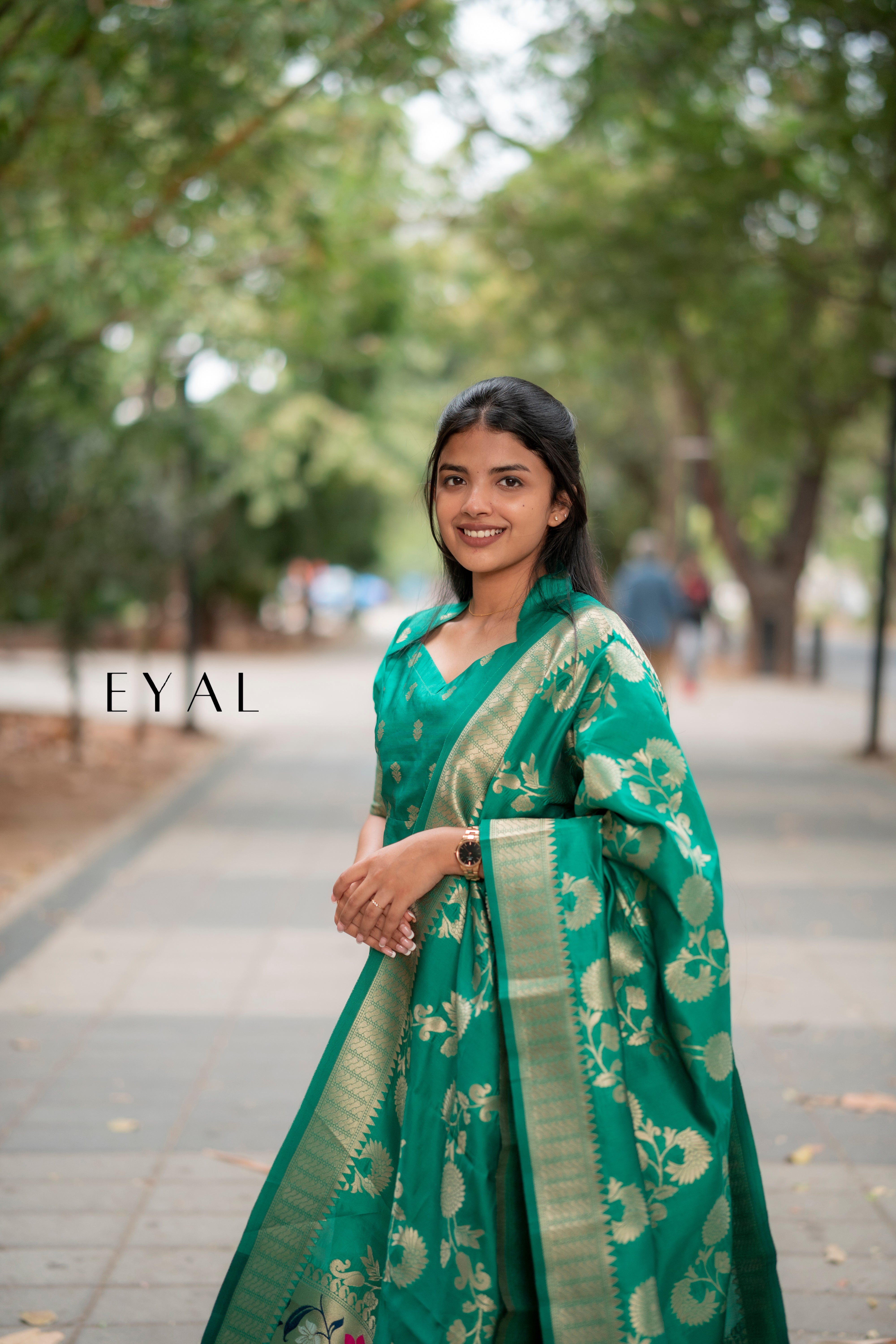 Green paithani suit