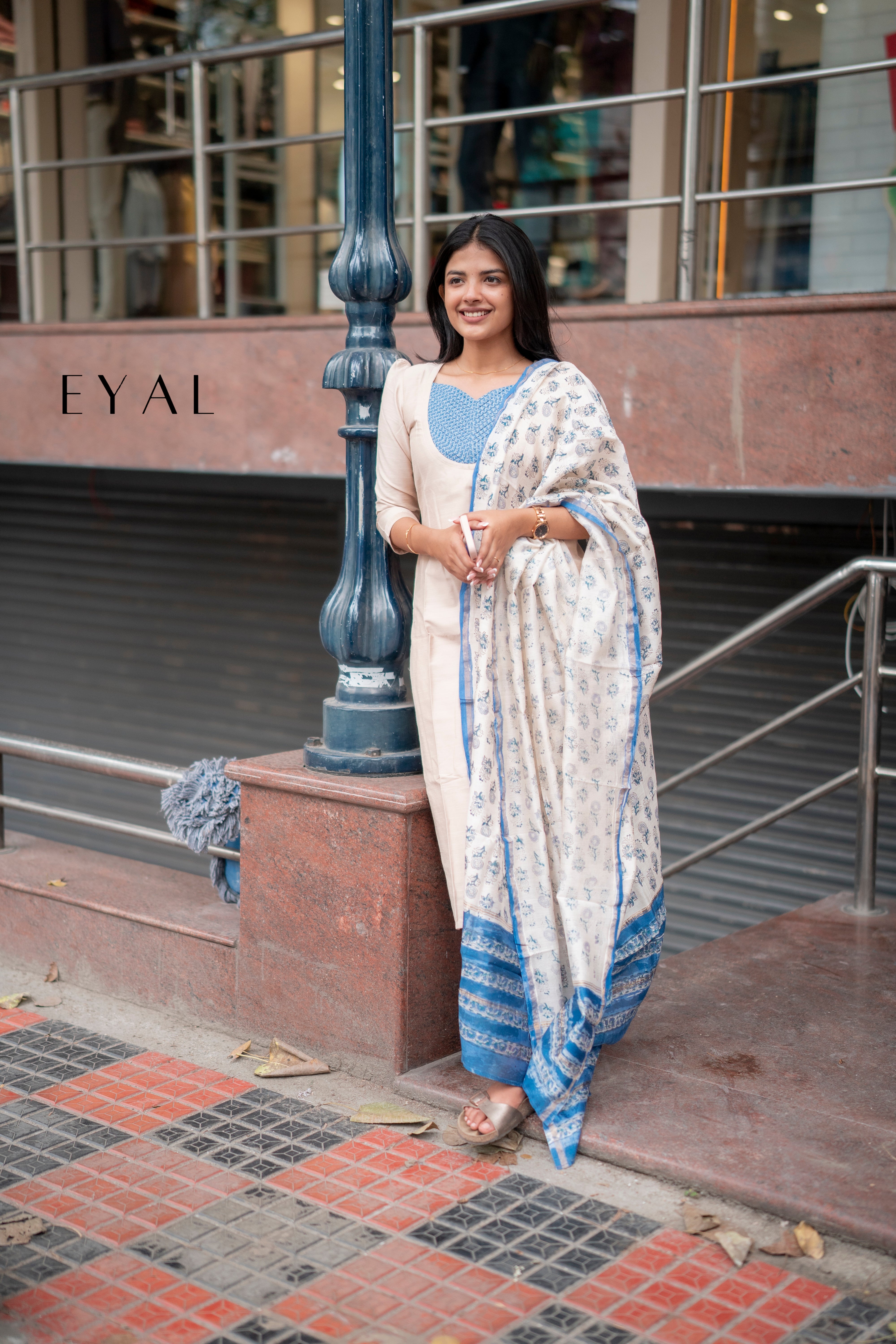 Raw silk kurti with chanderi duppatta