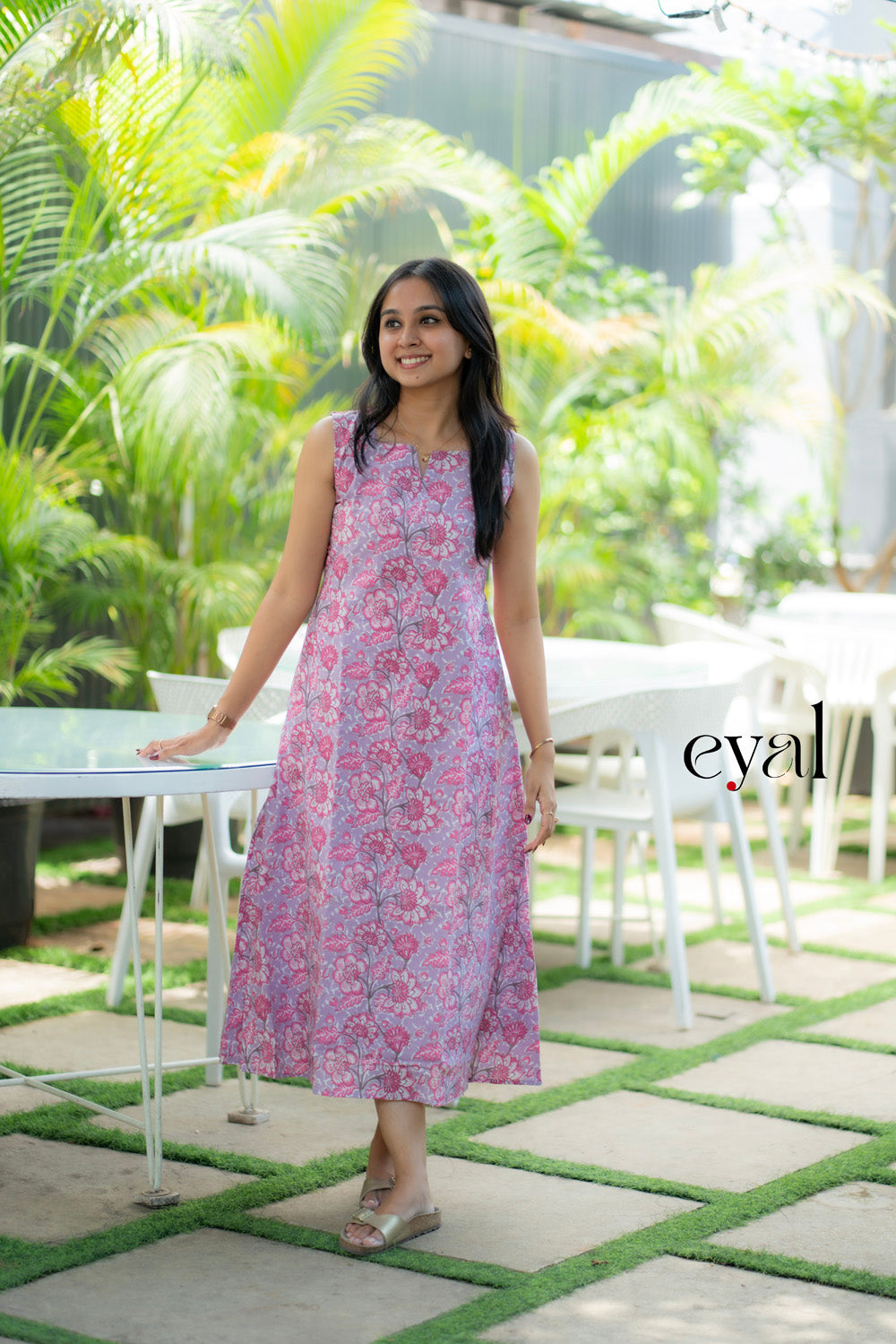 Lilac blosson a-line kurti/ maxi