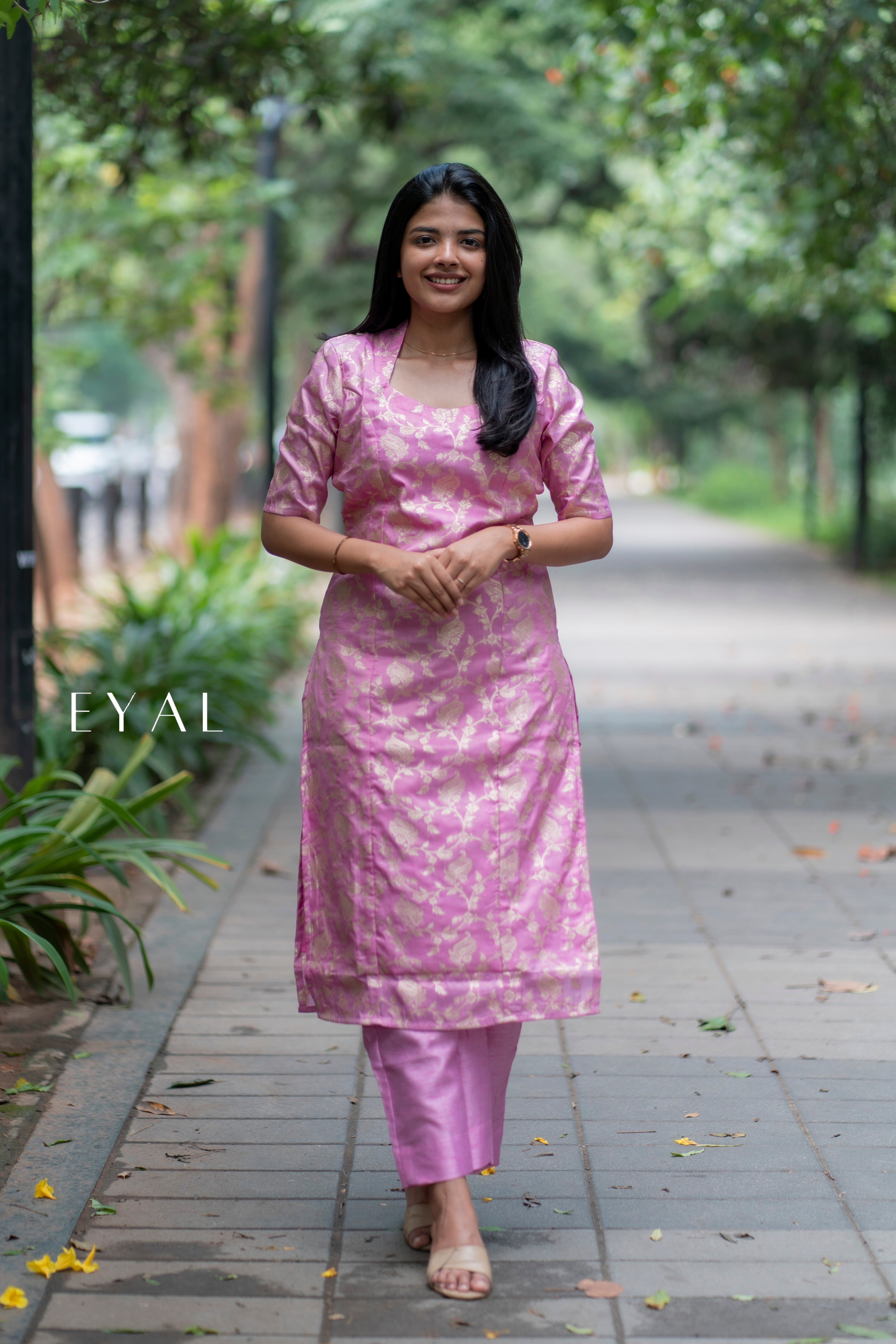 Pink banaras kurta set - 1399