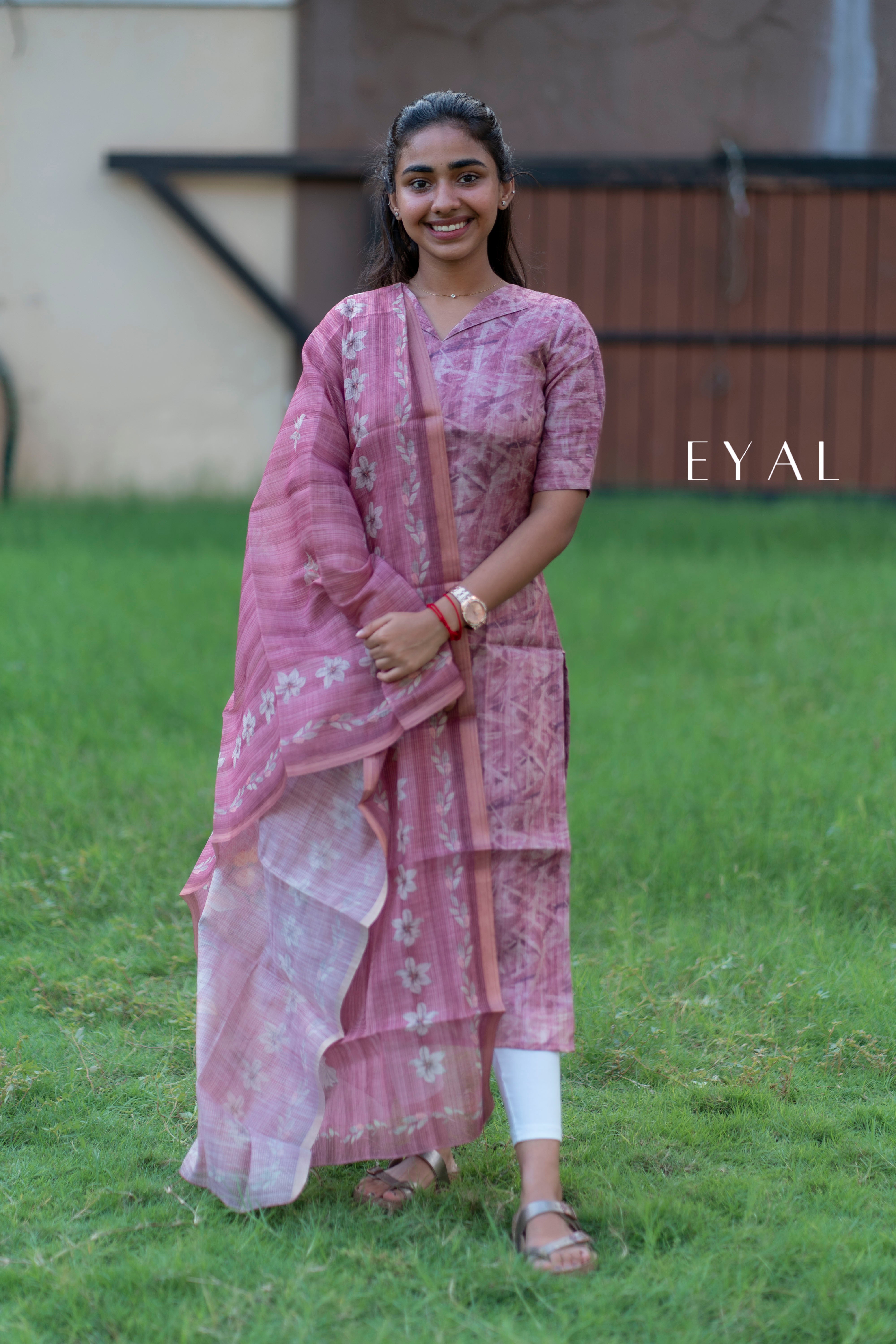 Chanderi kurti with duppatta - 1355