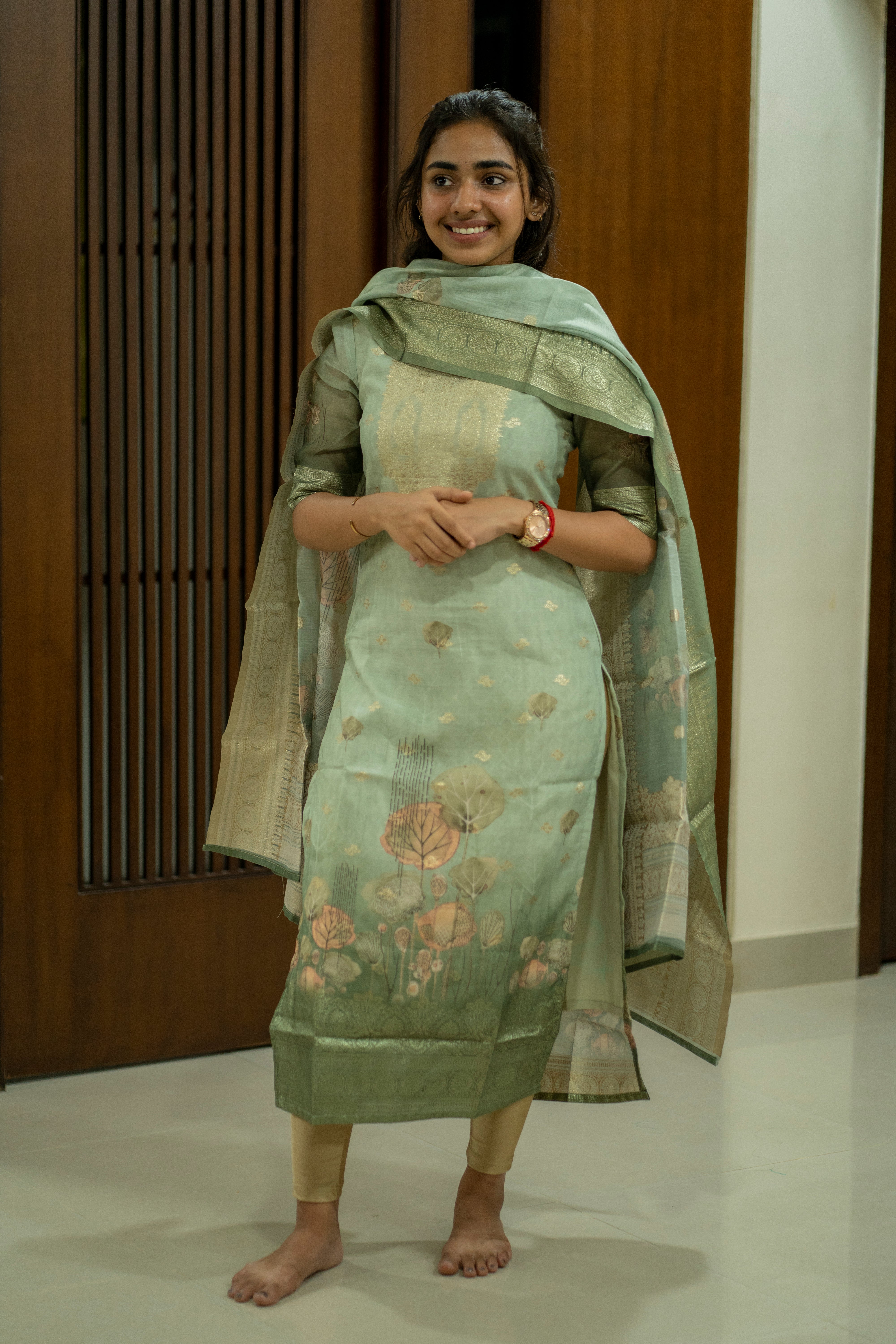 Chanderi kurti with duppatta-1326