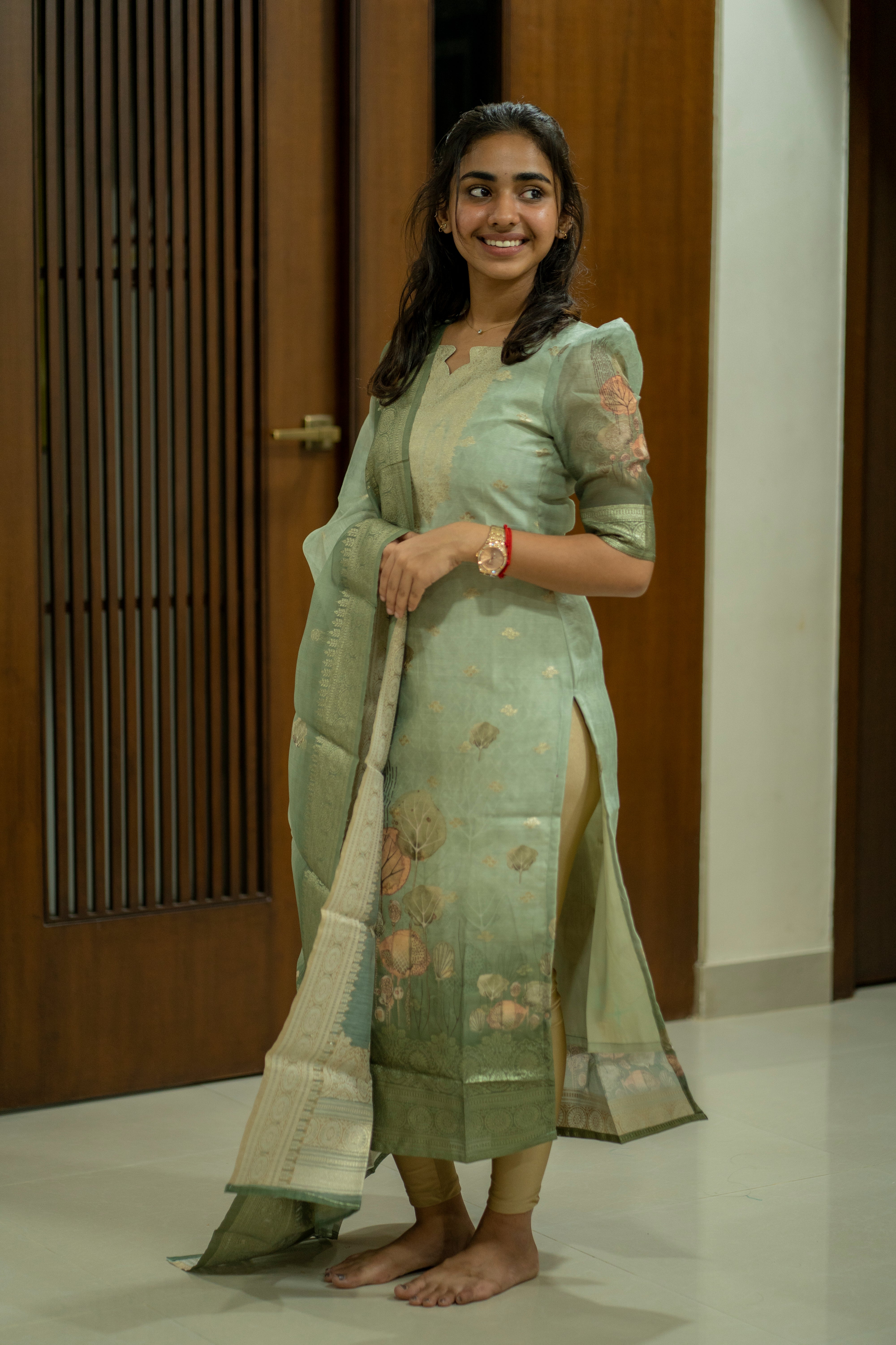 Chanderi kurti with duppatta-1326