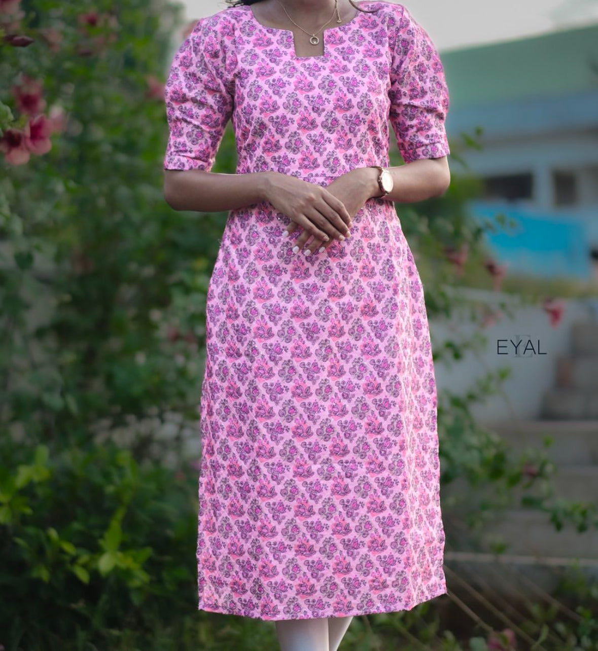 Pink sequins chanderi kurti -960