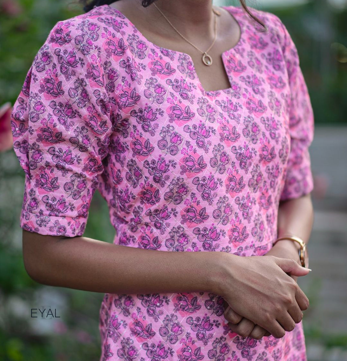 Pink sequins chanderi kurti -960