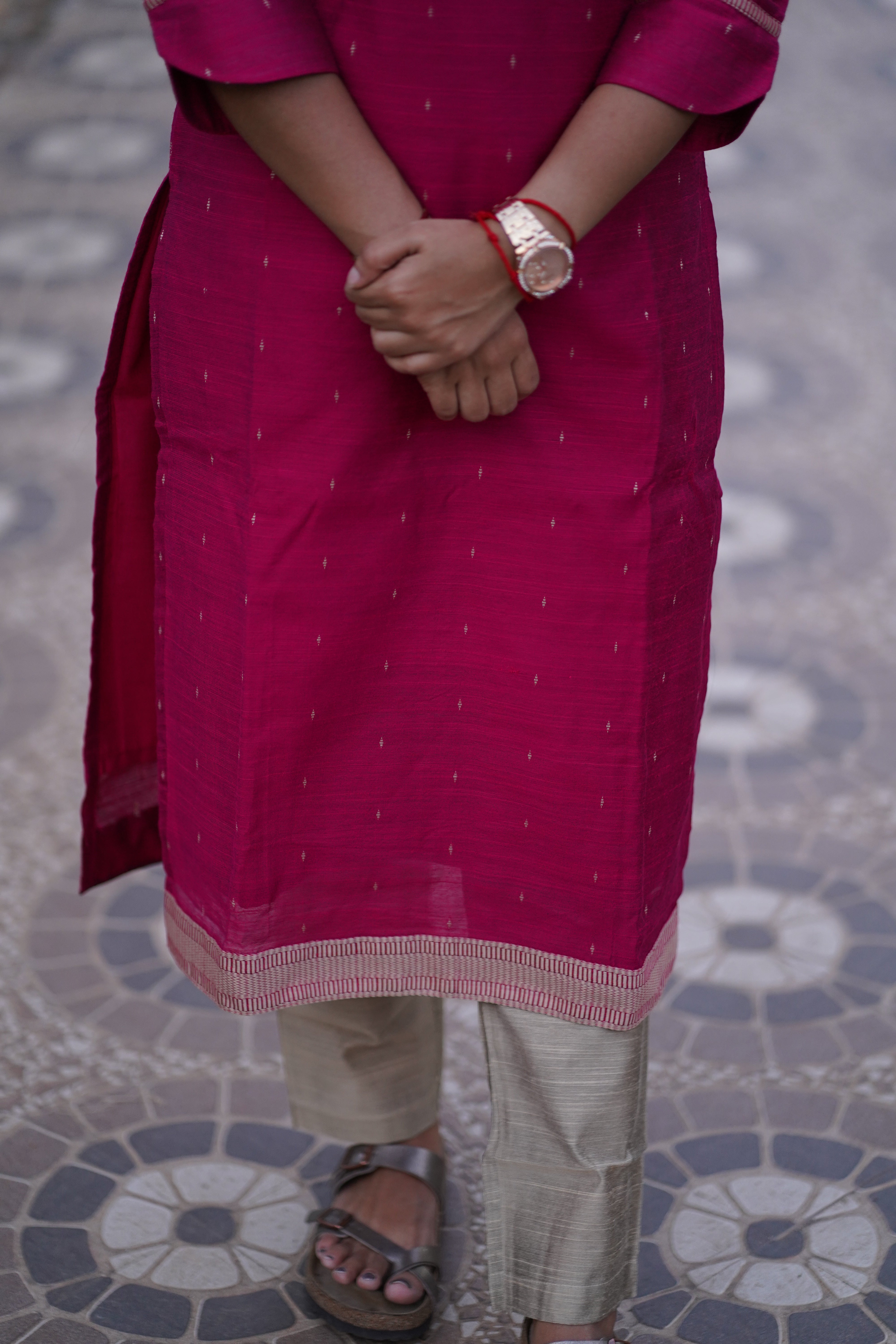 Rani pink raw silk 3 pcs suit