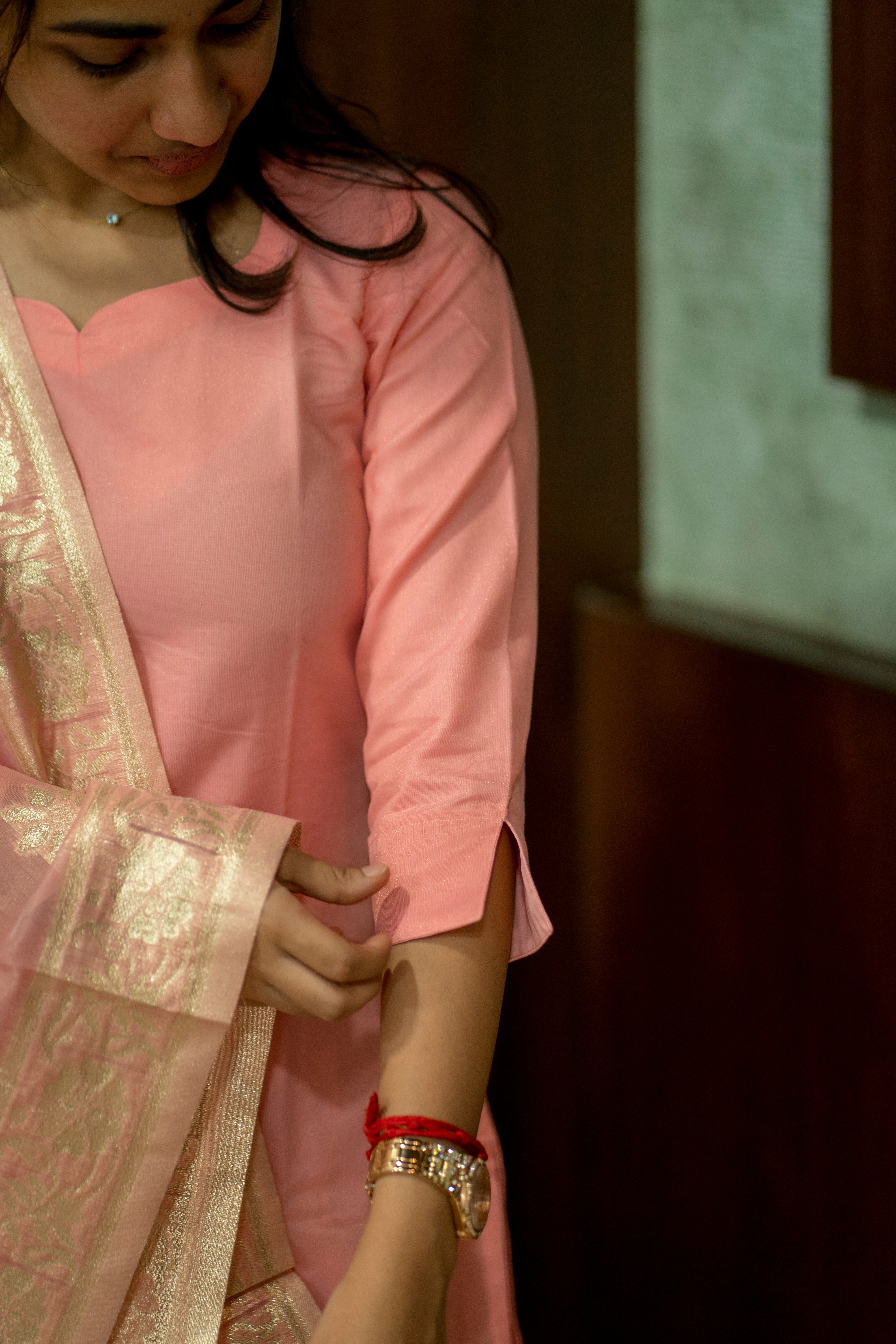 Peach kurti with duppatta-1376