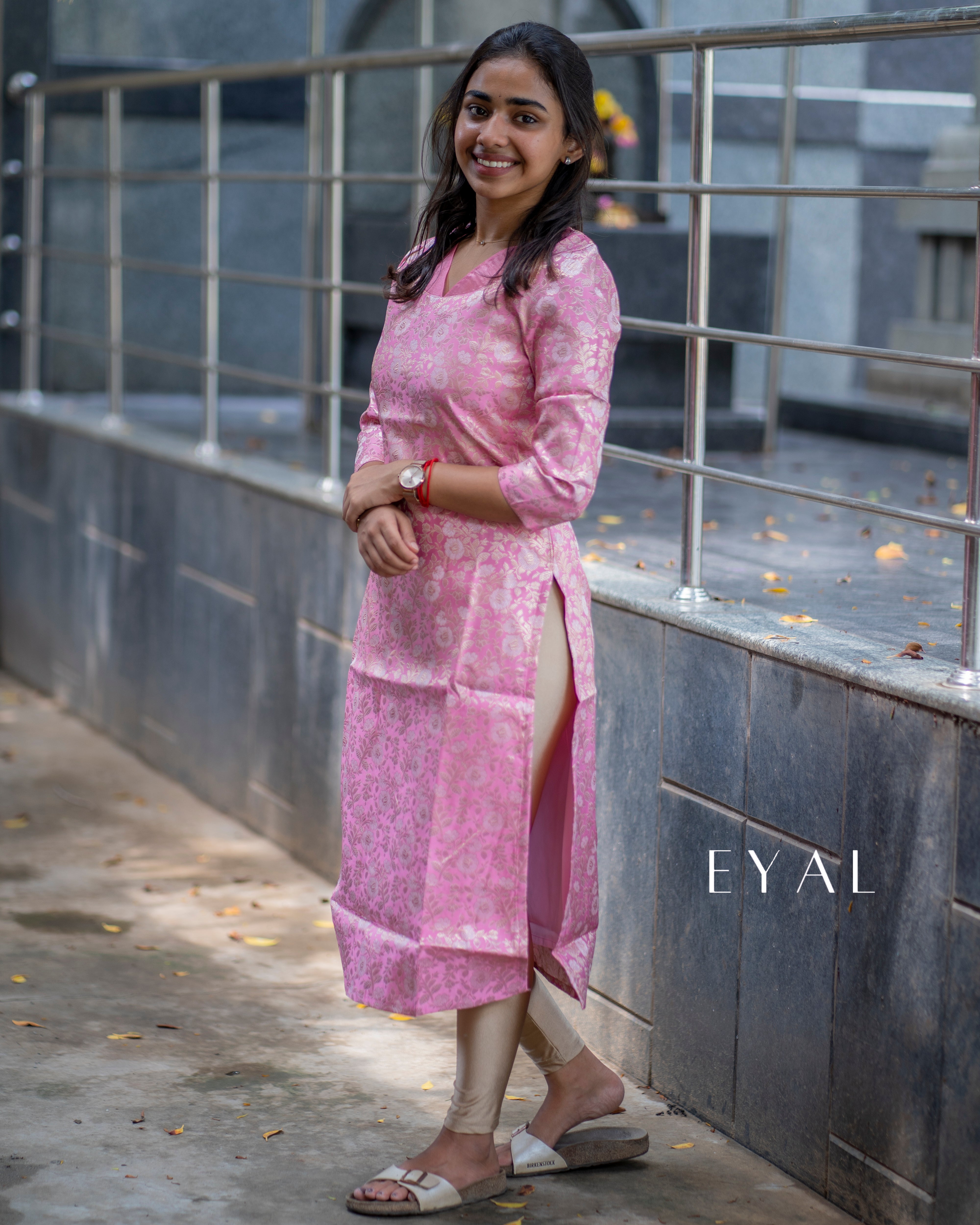 Pastel pink banarasi kurti  -1187