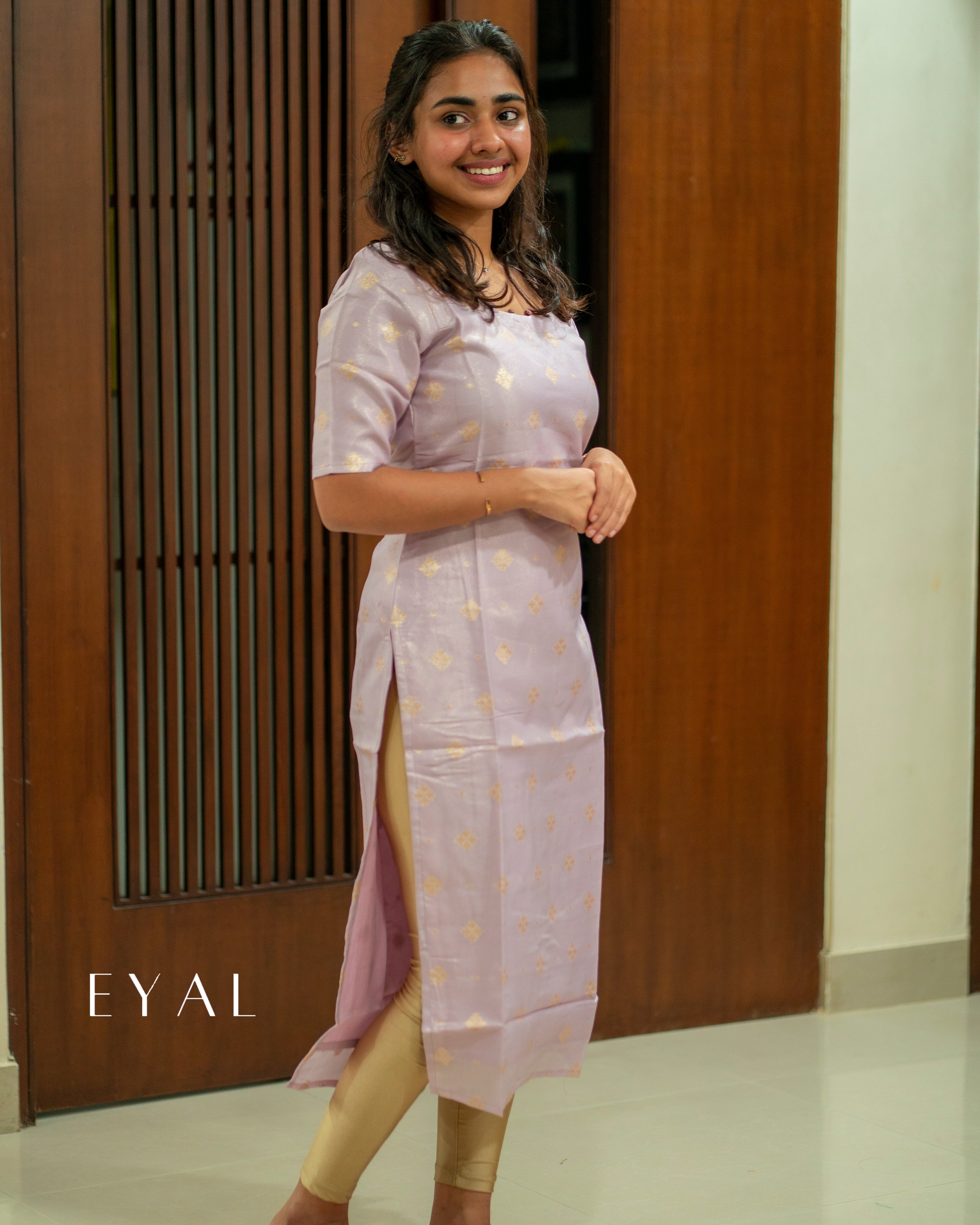 Lilac shimmer tissue kurti with duppatta-1223