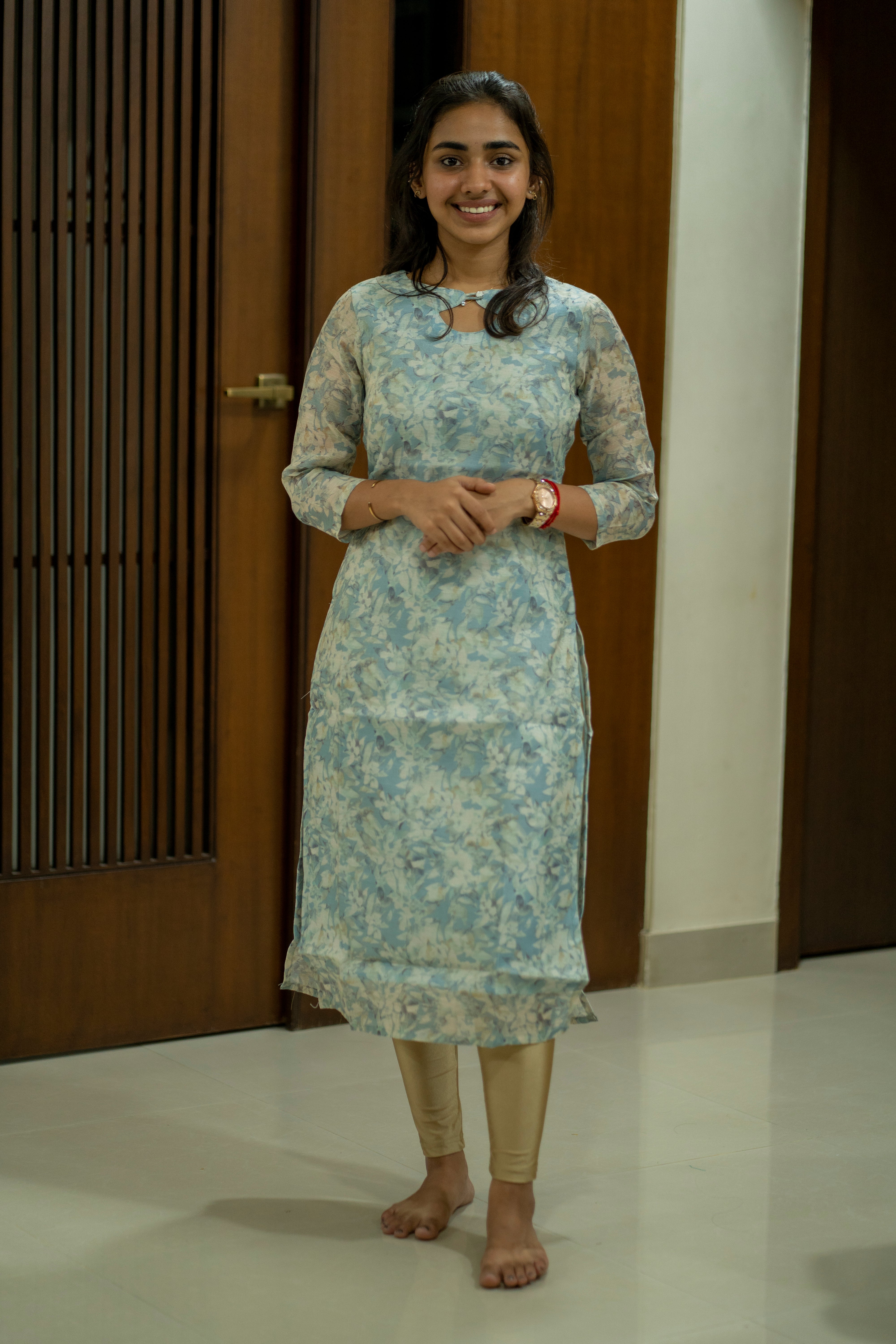 Blue blossom kurti with duppatta -1328